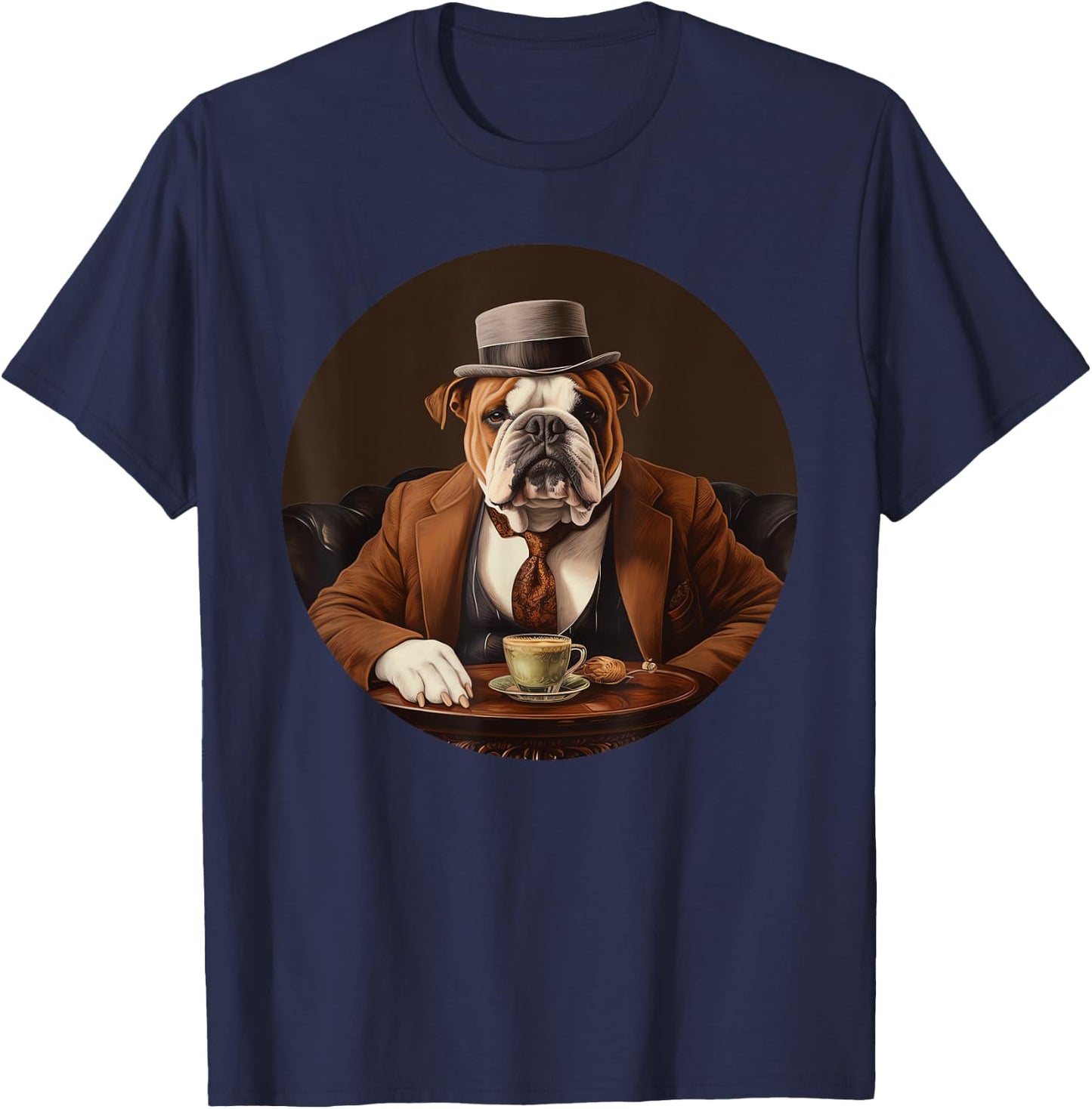 English Bulldog English Gentleman Funny Dog Victorian T-Shirt - T-Shirt | Navy