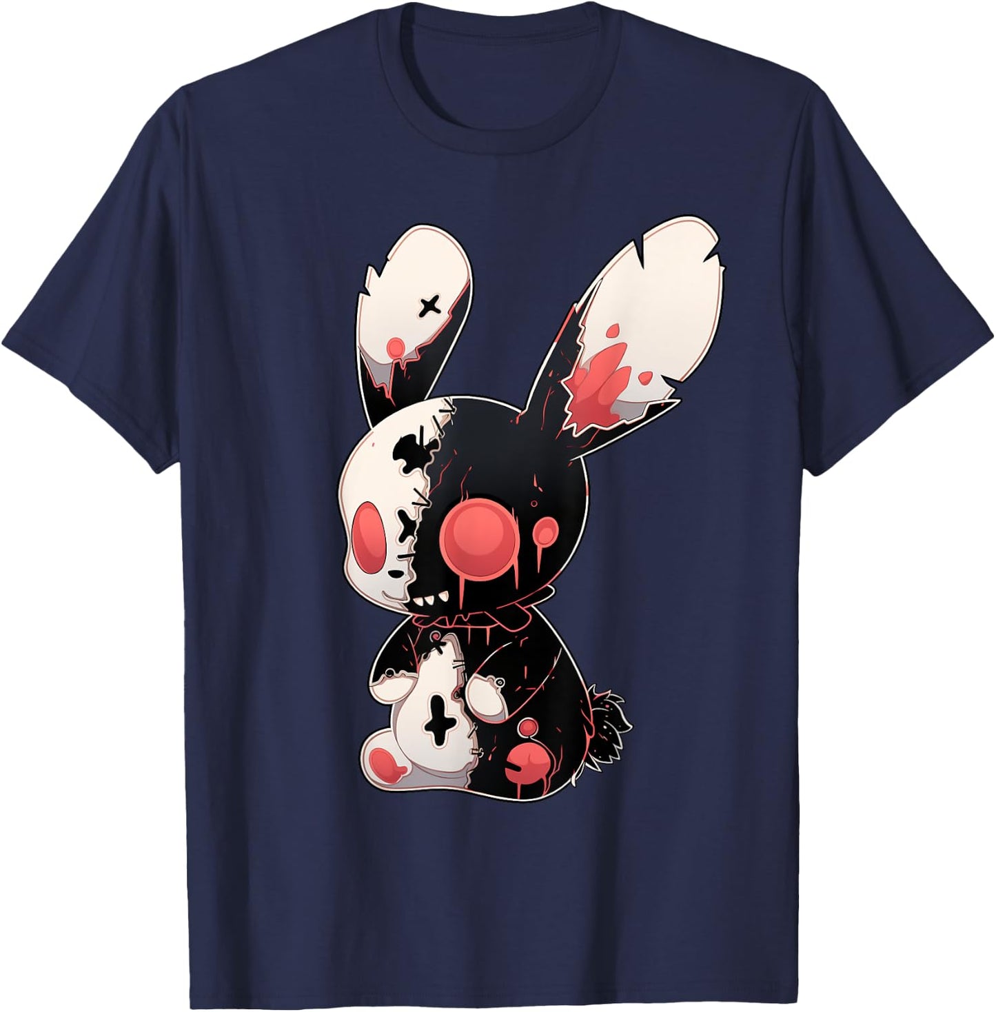 Goth Bunny Kawaii Rabbit Cute E-Girl Gothic Outfit Grunge T-Shirt - T-Shirt | Navy