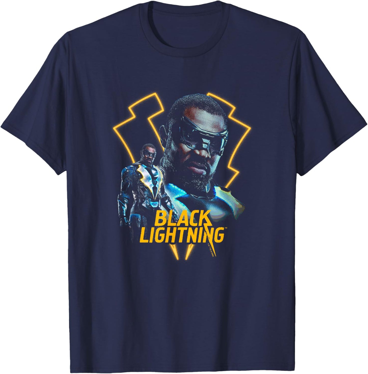 Black Lightning Vigilante Super Hero Lightning Logo Poster T-Shirt - T-Shirt | Navy
