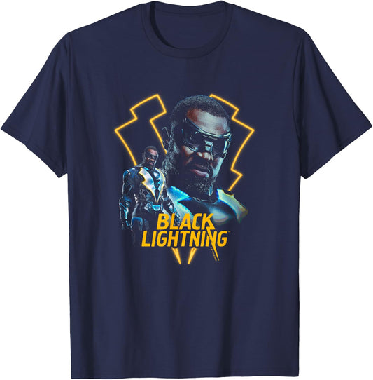 Black Lightning Vigilante Super Hero Lightning Logo Poster T-Shirt - T-Shirt | Navy