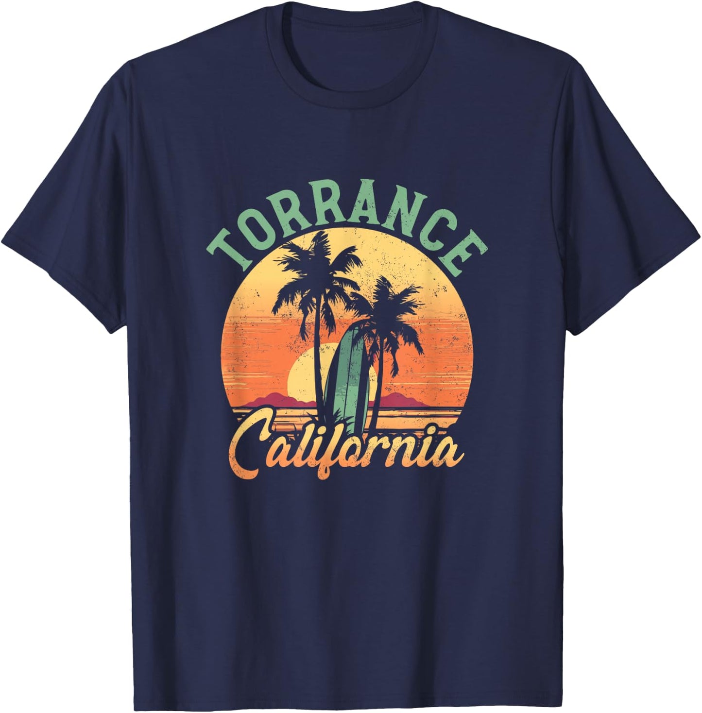 Torrance California Retro Surfer Vintage Beach T-Shirt - T-Shirt | Navy