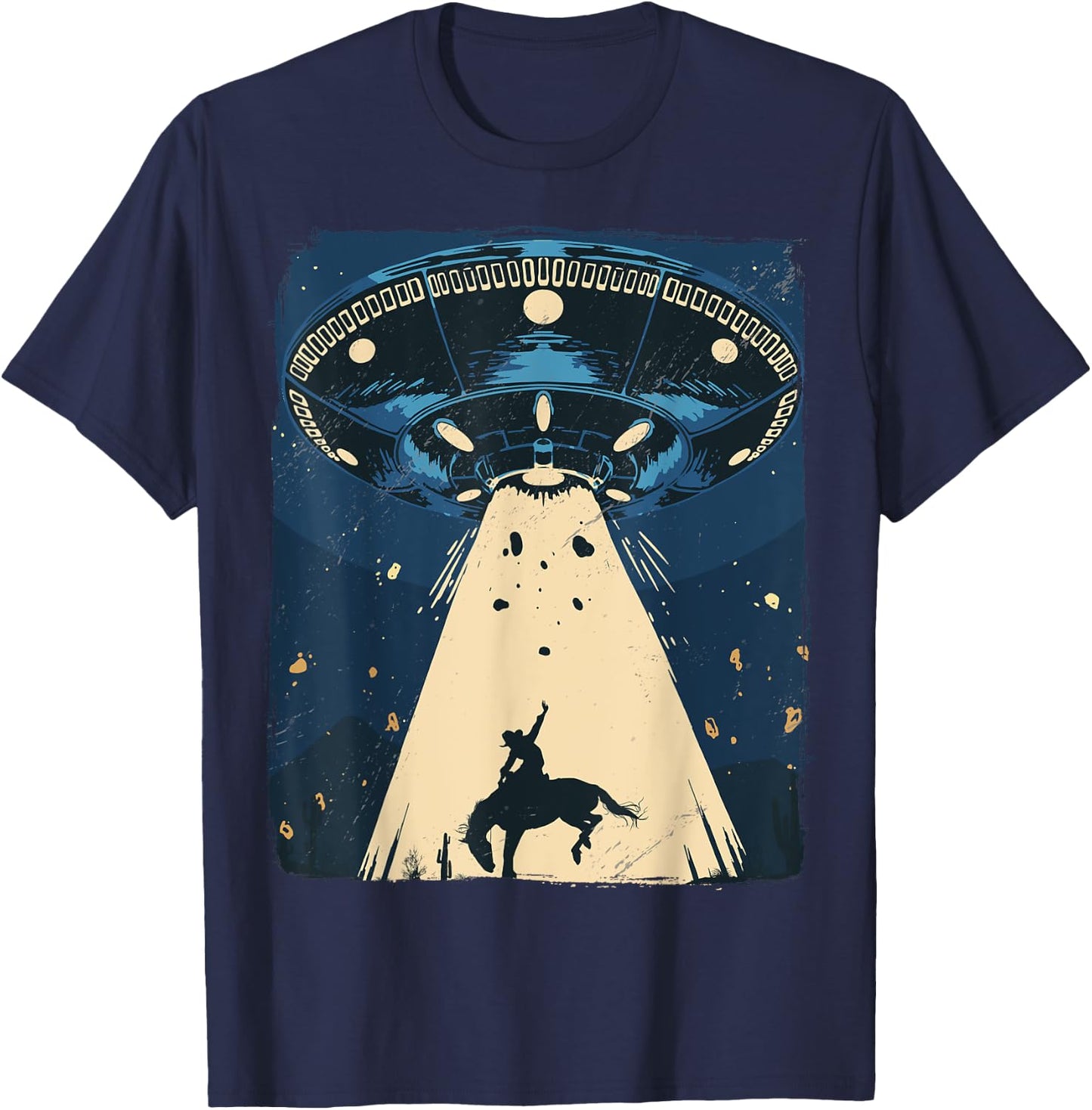 Alien Abduction Outer Space Western Rodeo Cowboy T-Shirt - T-Shirt | Navy
