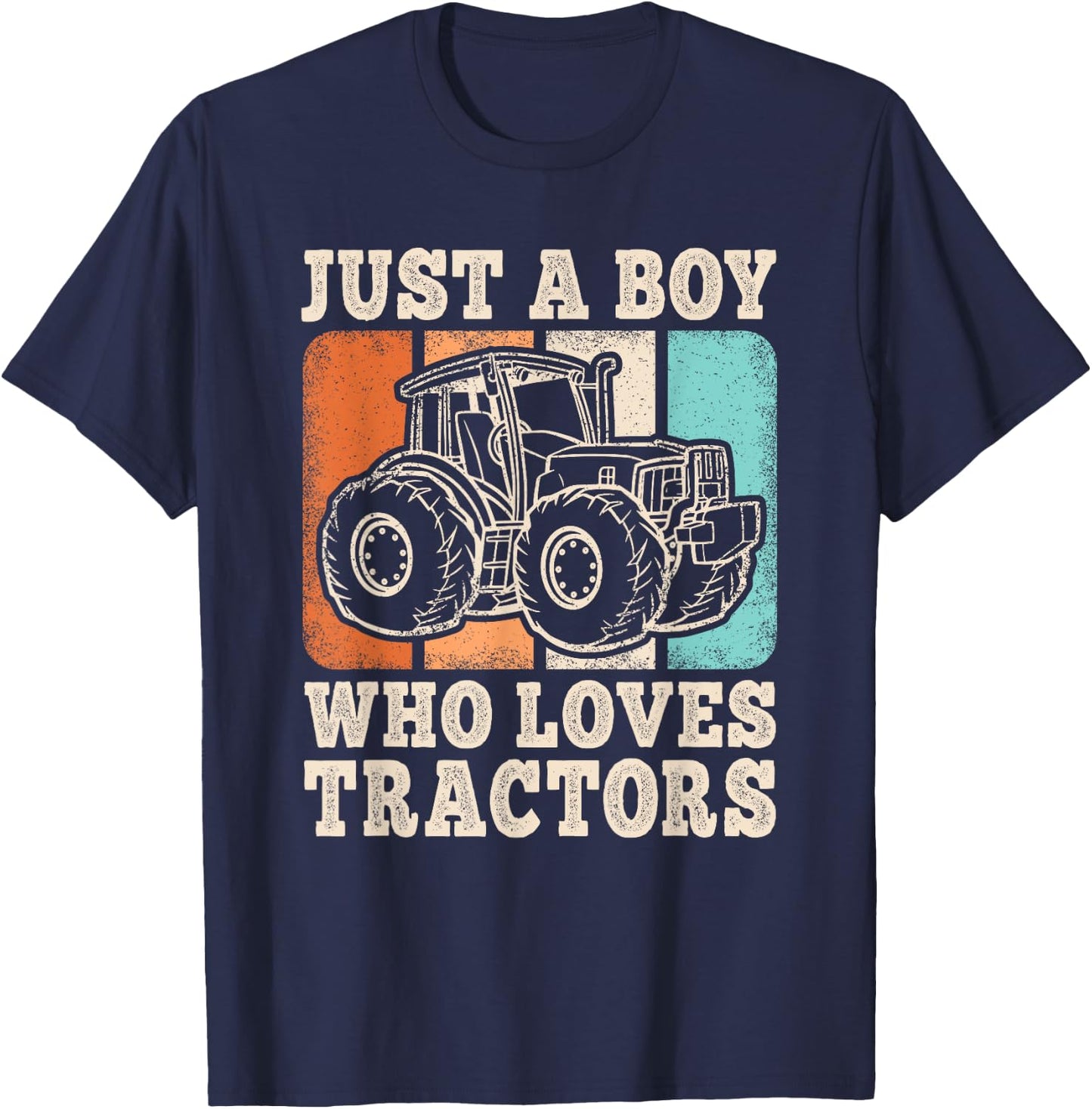 Just A Boy Who Loves Tractors Farming Farm Funny Boys Farmer T-Shirt - T-Shirt | Navy