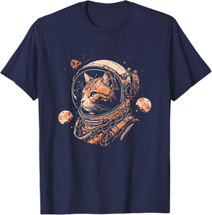 Space Cat in Astronaut Helmet Costume Cute Cat Lover T-Shirt - T-Shirt | Navy