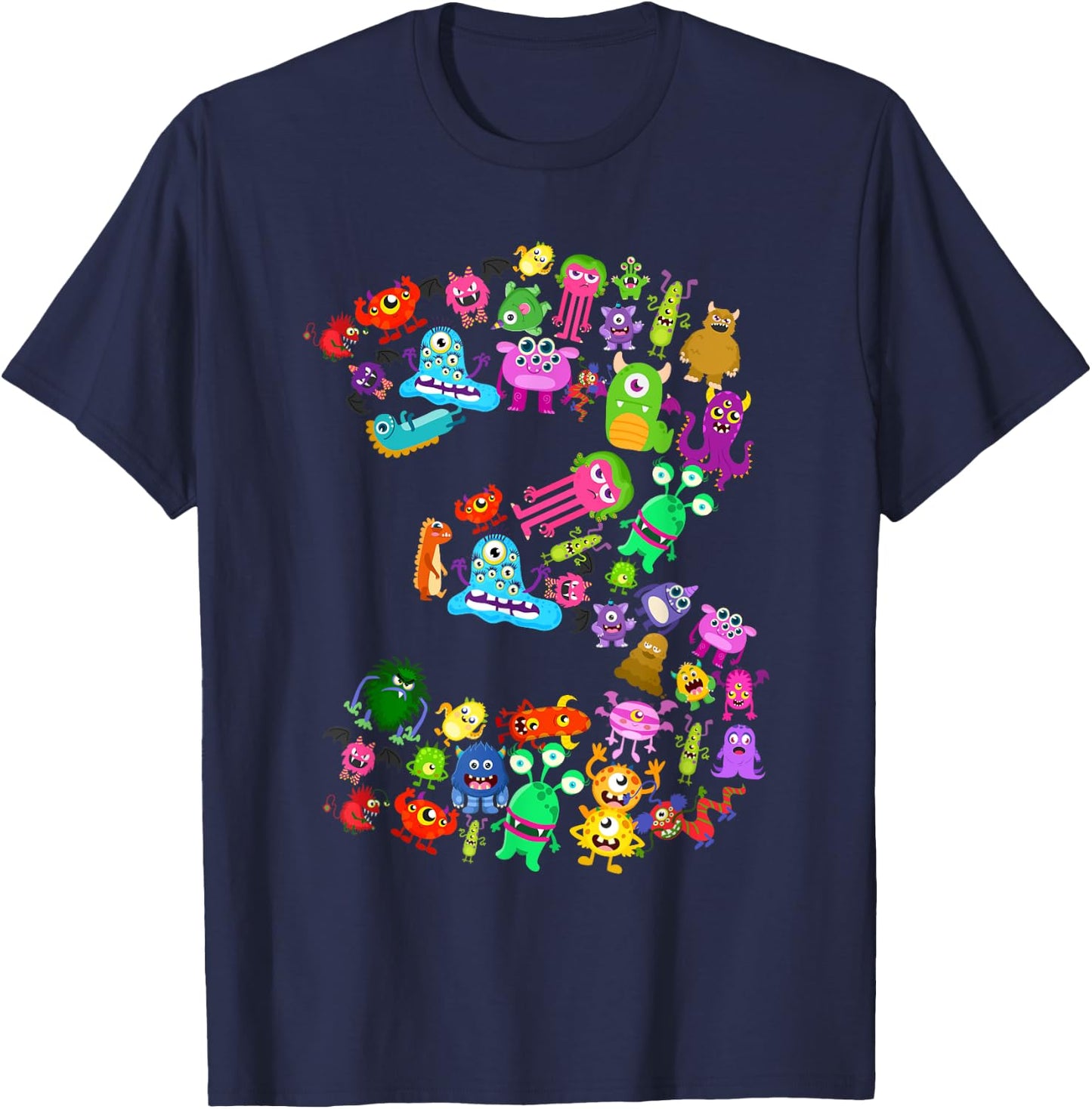 Little Monster 3 Three Years Old 3rd Birthday Party Monsters T-Shirt - T-Shirt | Navy