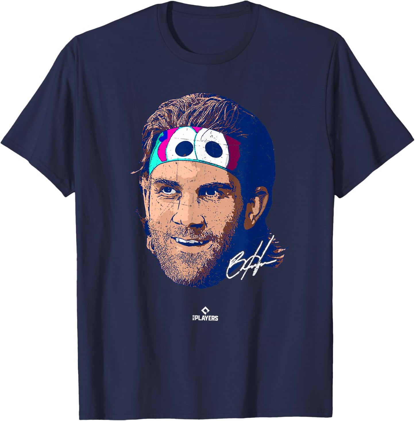 Bryce Harper Headshot Bryce Harper Philadelphia MLBPA T-Shirt - T-Shirt | Navy