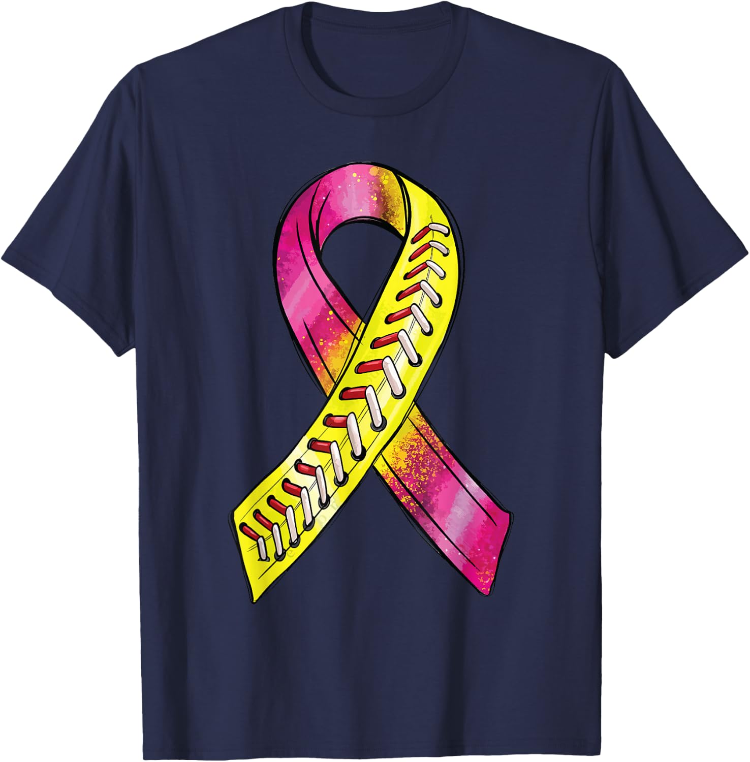 Strike Out Breast Cancer Awareness Day Pink Ribbon Softball T-Shirt - T-Shirt | Navy