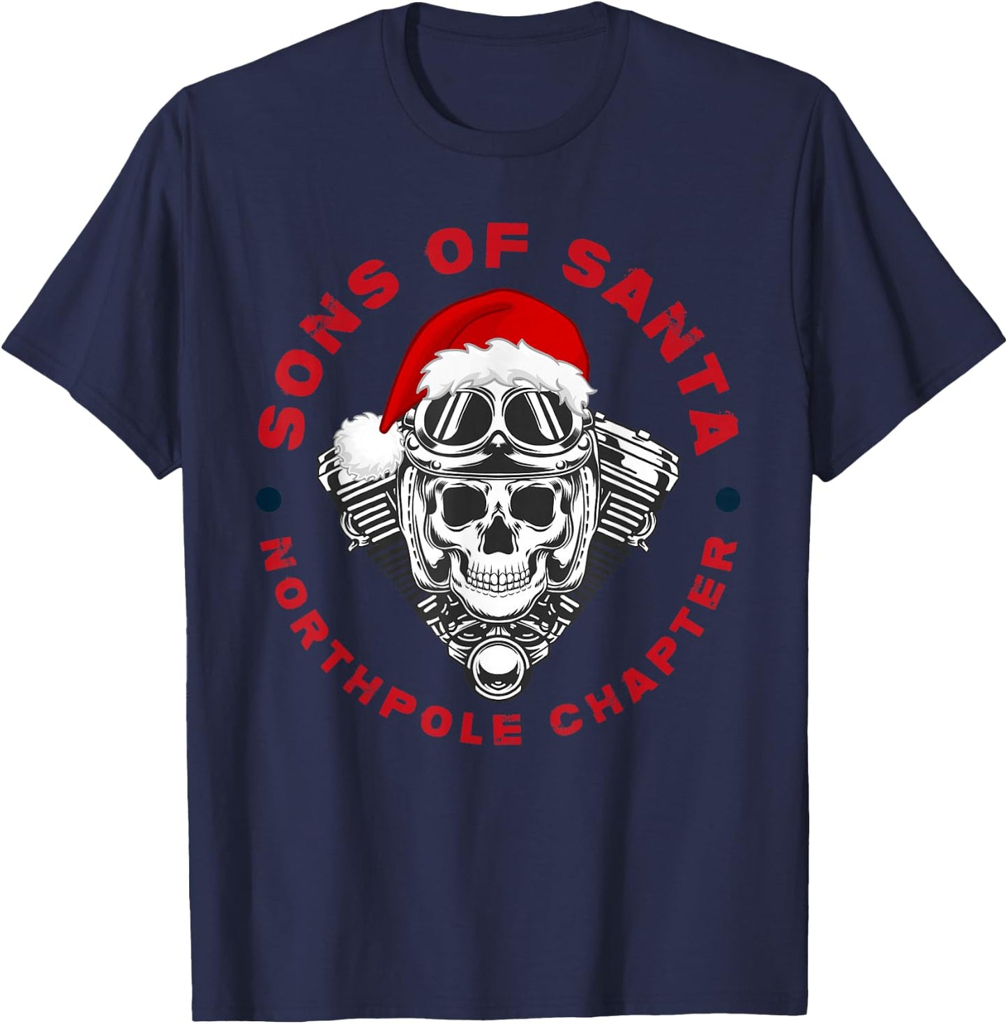 Funny Santa Motorcyle Biker Xmas Christmas 2025 T-Shirt - T-Shirt | Navy
