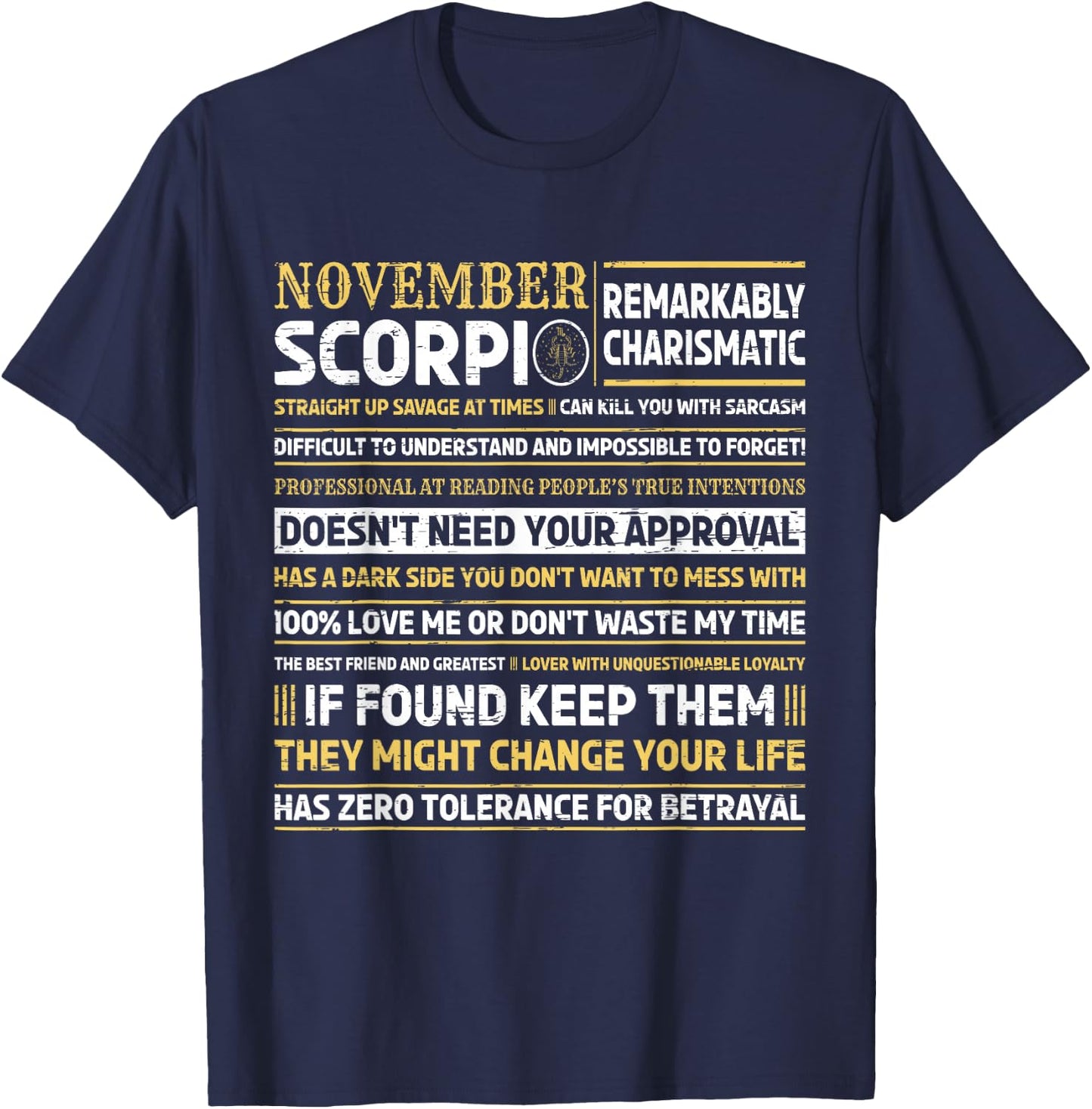Best Born in November Scorpio Birthday T-Shirt - T-Shirt | Navy