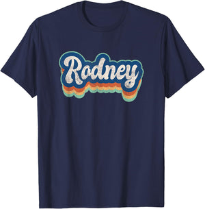 Rodney First Name Boy Vintage Style 70s 80s Personalized T-Shirt - T-Shirt | Navy