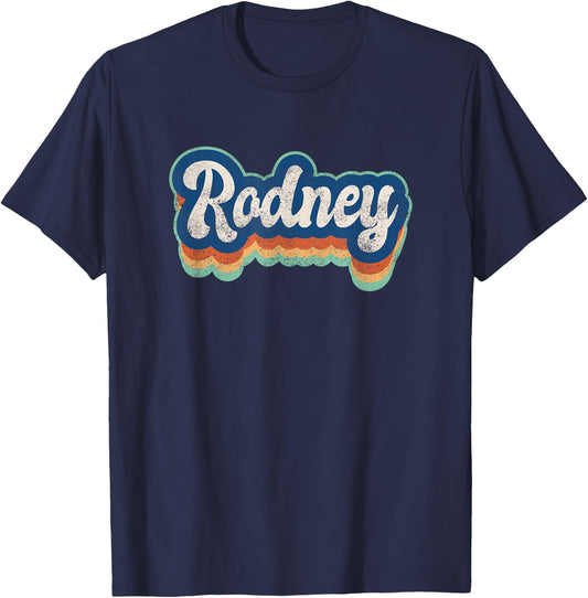 Rodney First Name Boy Vintage Style 70s 80s Personalized T-Shirt - T-Shirt | Navy