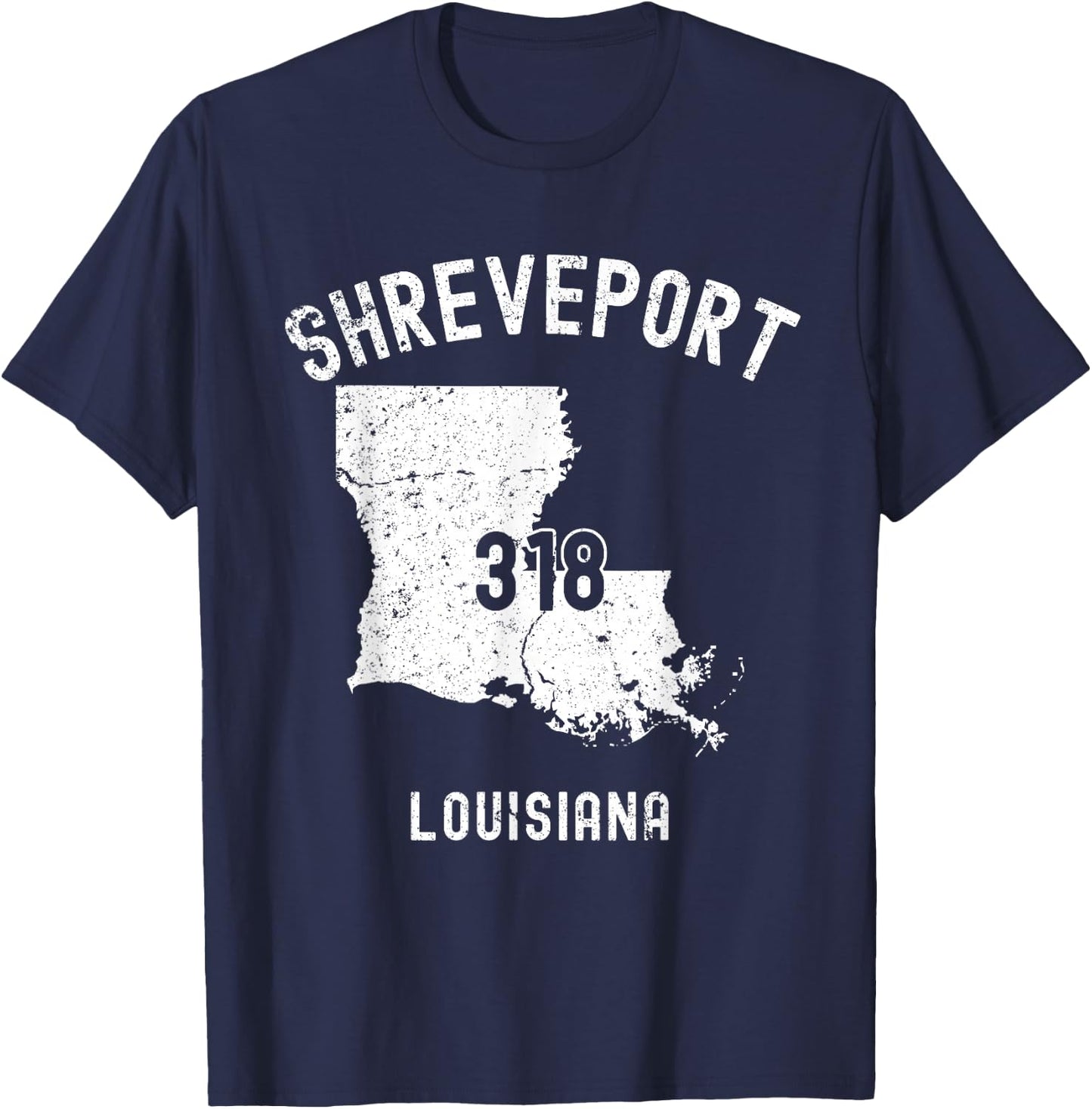 Shreveport Louisiana LA 318 Vintage Athletic Style T-Shirt - T-Shirt | Navy