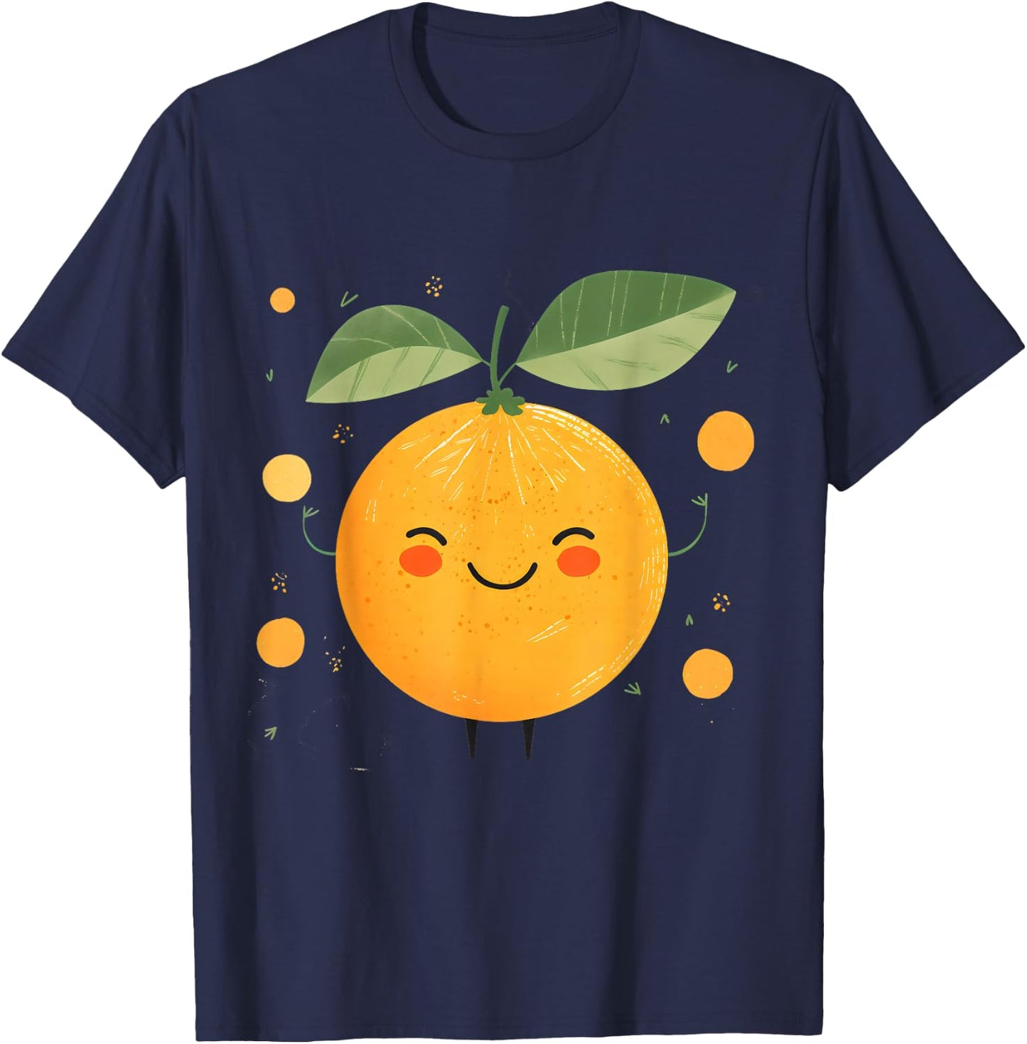 Cute Orange Fruits Happy Lover Tangerine Citrus Face Summers T-Shirt - T-Shirt | Navy