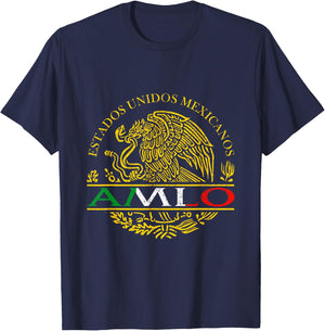 AMLO Aguila Dorada Mexicana Tricolor Mexican Eagle T-Shirt - T-Shirt | Navy