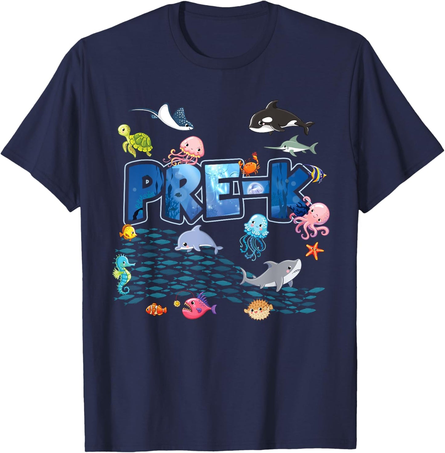 Pre-K Aquarium Cute First Day School PreK Kids Teachers T-Shirt - T-Shirt | Navy