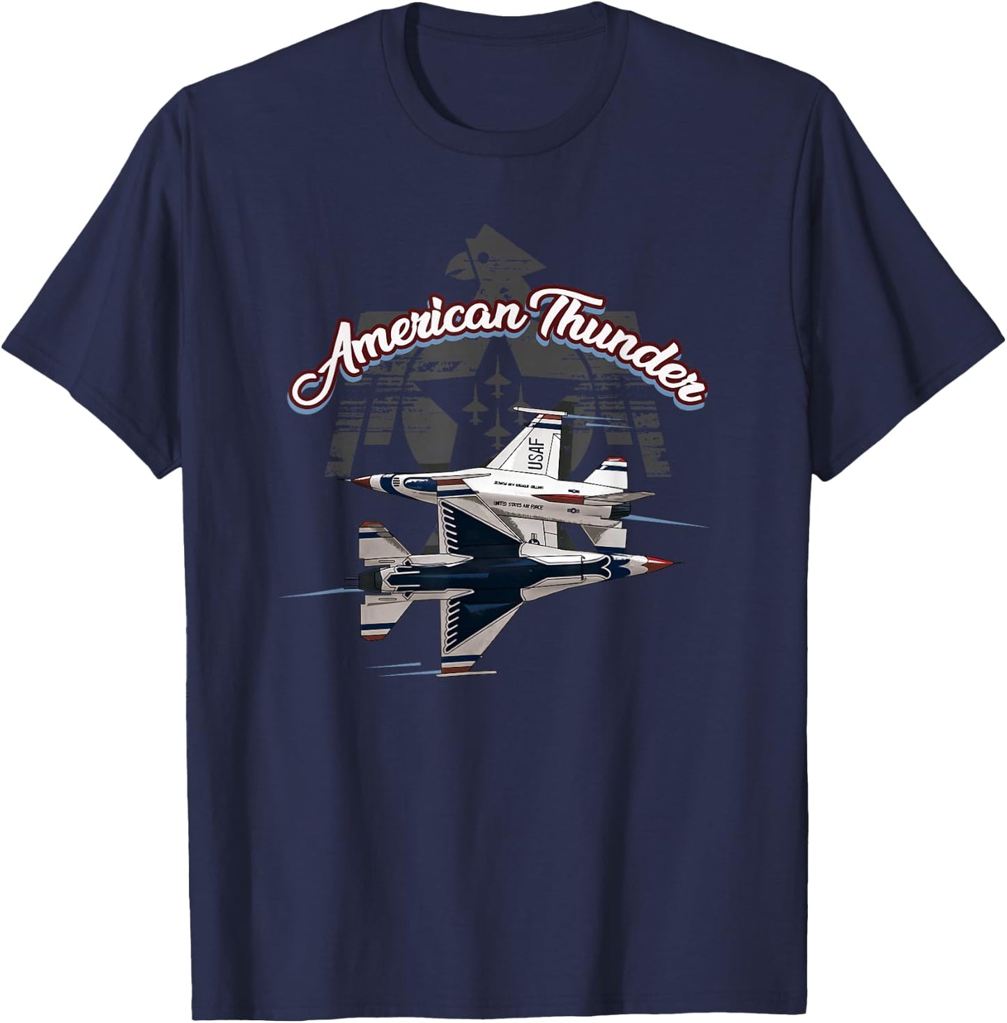 Vintage Military Aviation American Thunder T-Shirt - T-Shirt | Navy