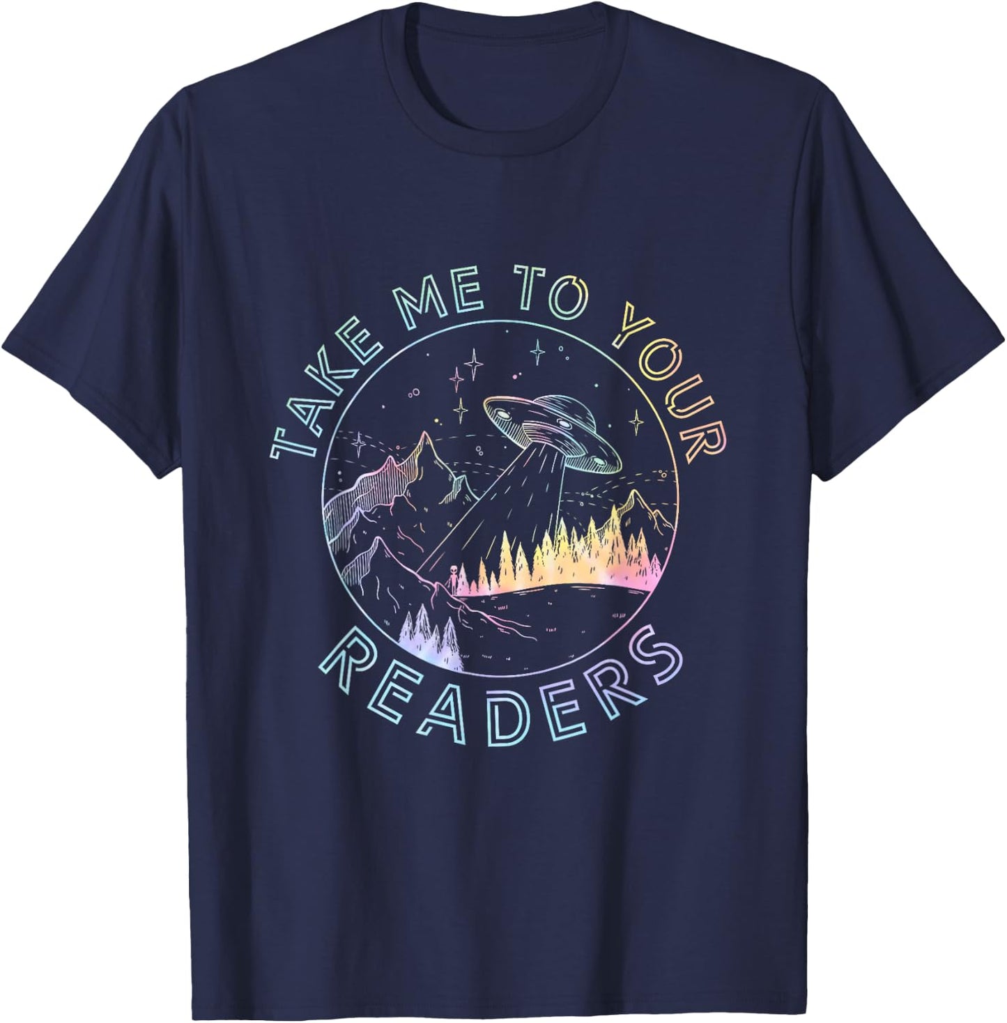 Take Reading English Teacher Library Alien Space T-S Tie Dye T-Shirt - T-Shirt | Navy