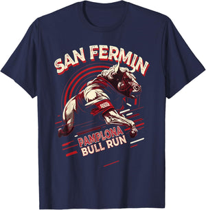San Fermin Pamplona Bull Run Spain | Bull Fighting Festival T-Shirt - T-Shirt | Navy