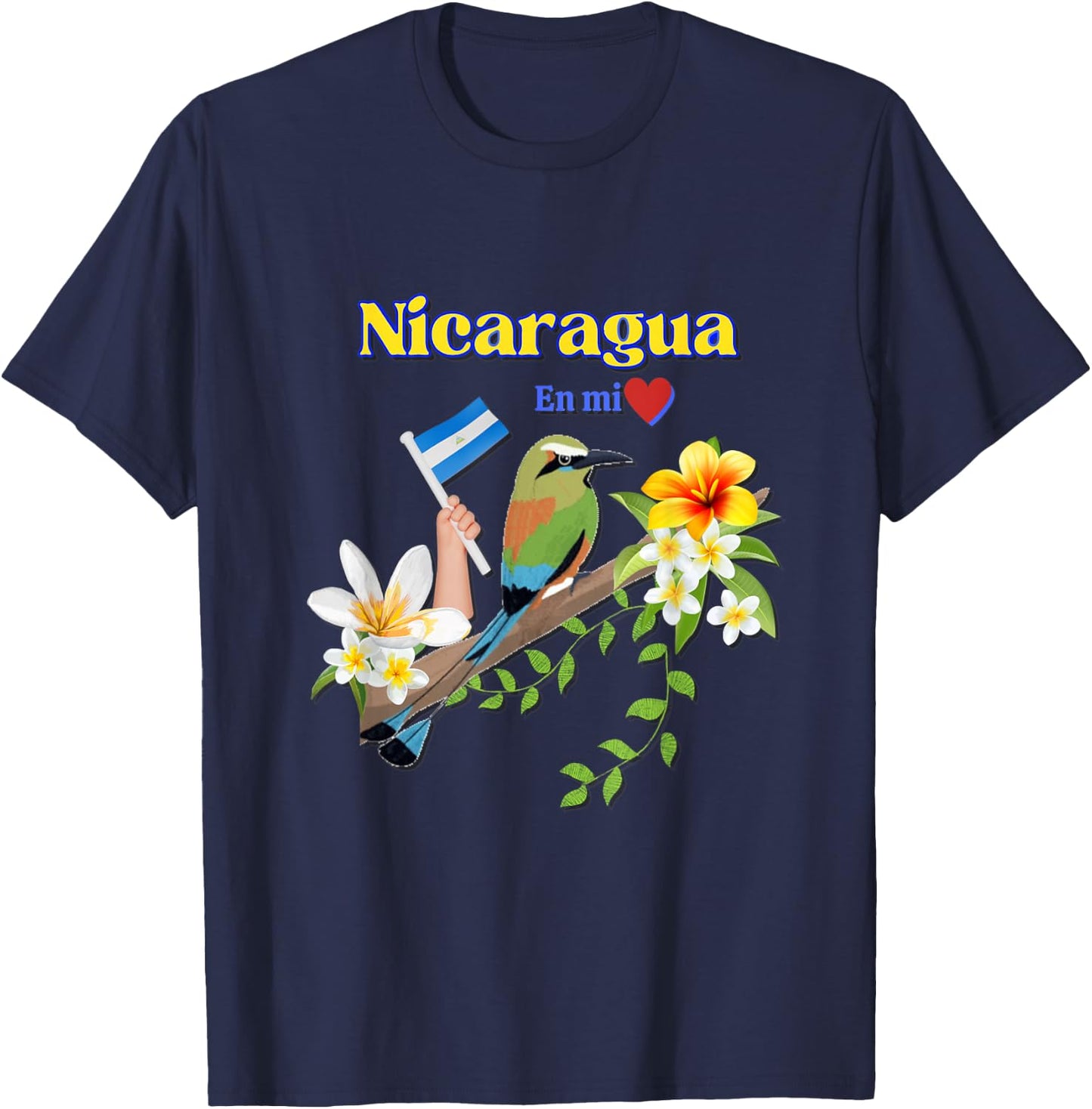 Nicaragua En Mi Corazon Patriotic Signs T-Shirt - T-Shirt | Navy