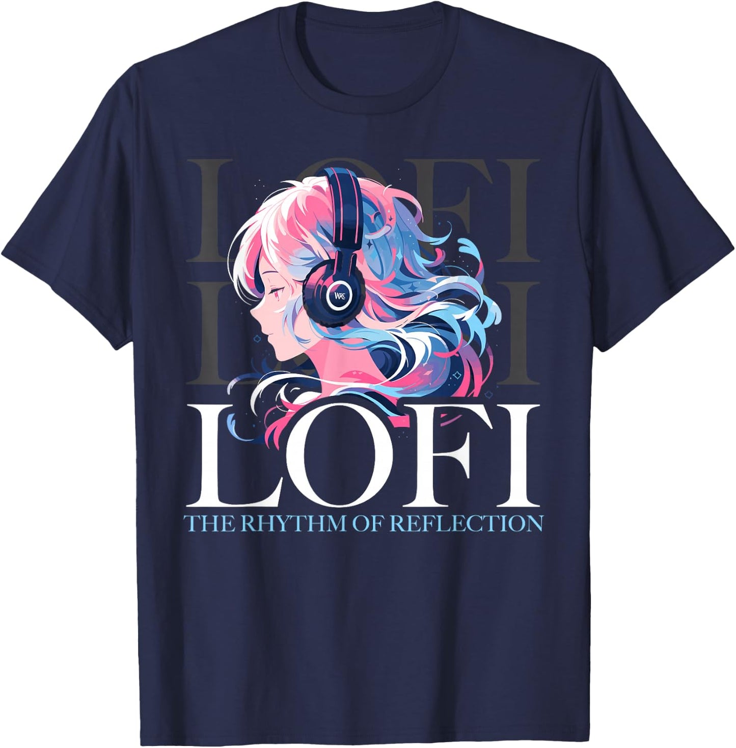 Lofi Music Lover Low Fidelity Anime Lo-Fi Japanese Aesthetic T-Shirt - T-Shirt | Navy