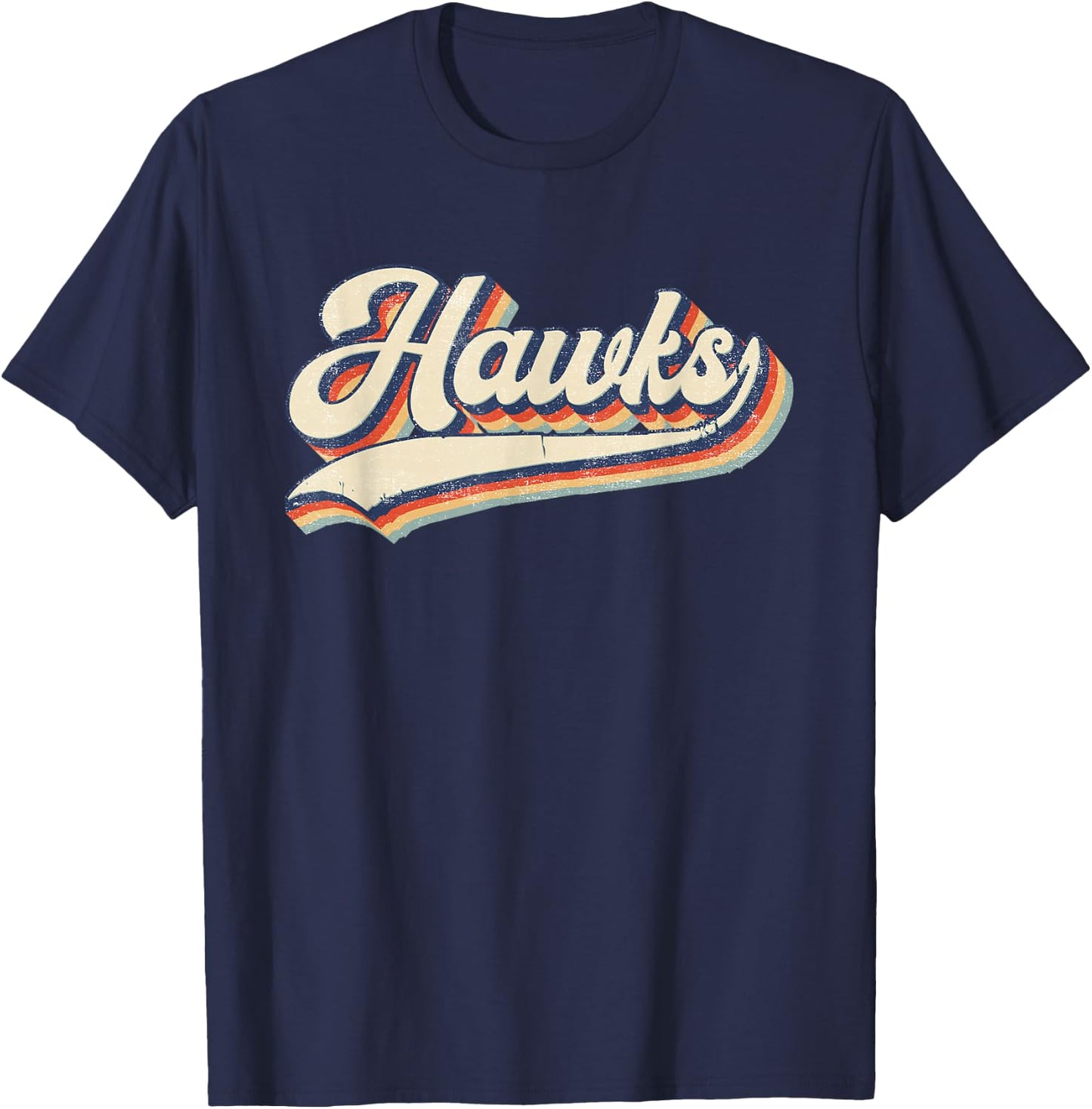 Hawks Sports Name Vintage Retro Gift Men Women Boy Girl T-Shirt - T-Shirt | Navy
