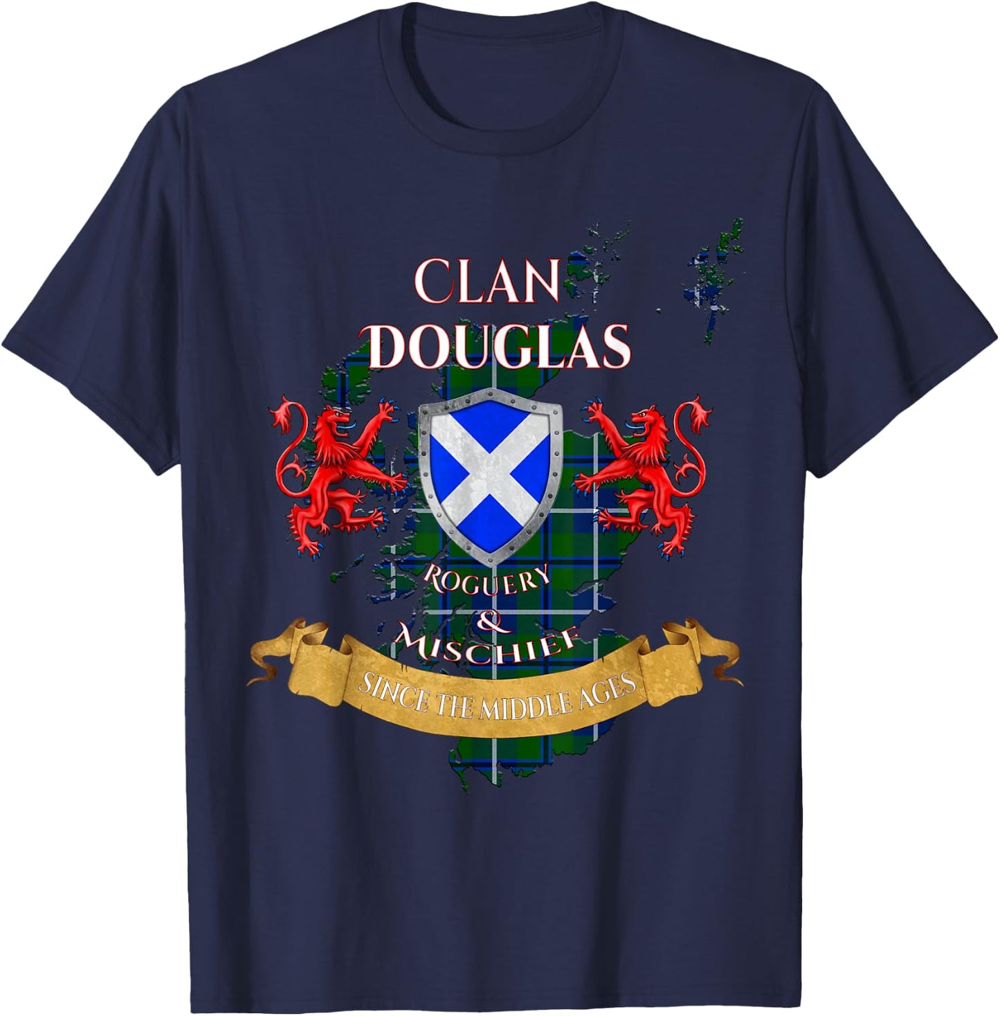 Douglas Scottish Family Clan Middle Ages Mischief T-Shirt - T-Shirt | Navy