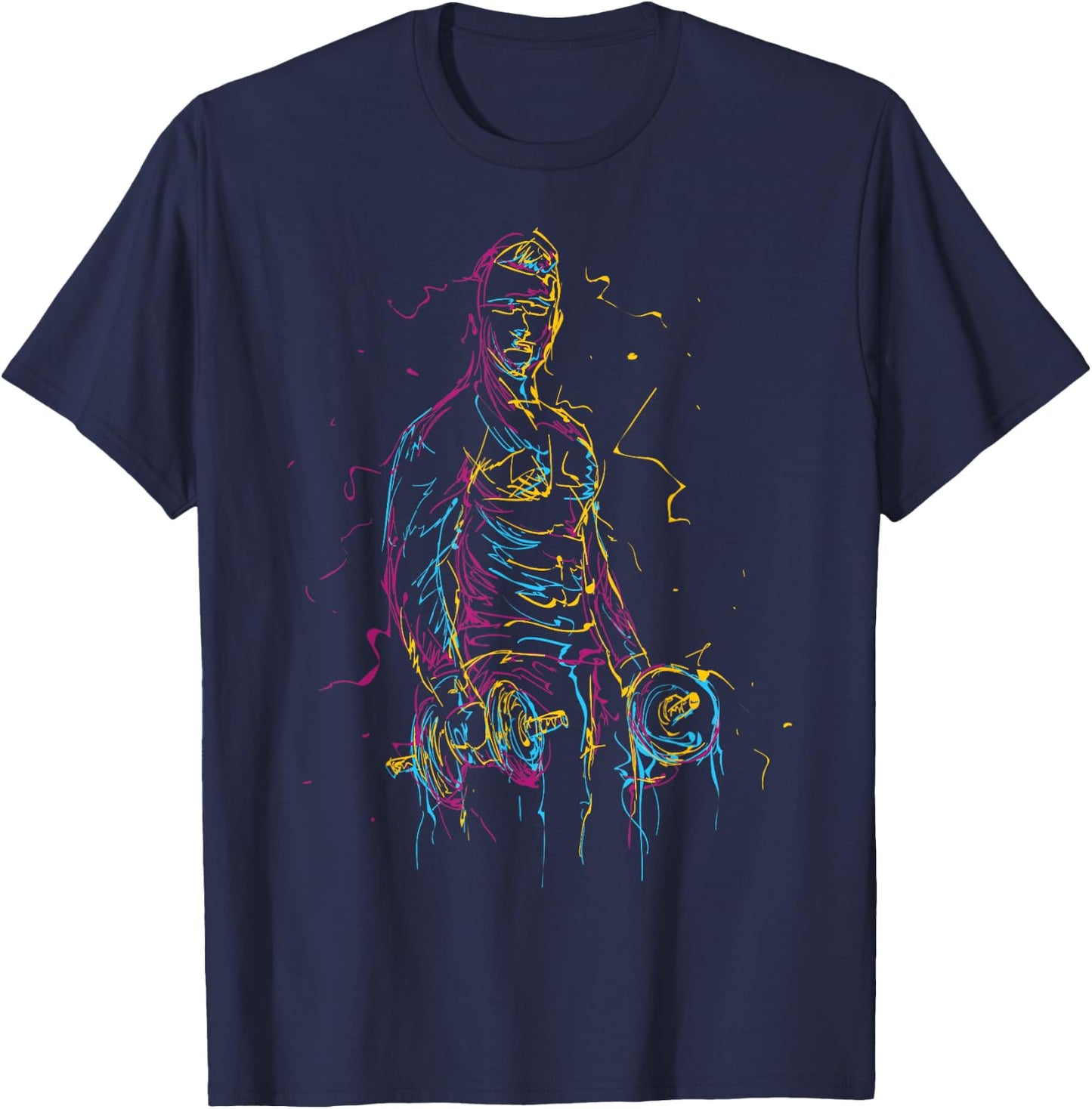 colorful Strongman Bodybuilding Gym Weightlifting workout T-Shirt - T-Shirt | Navy