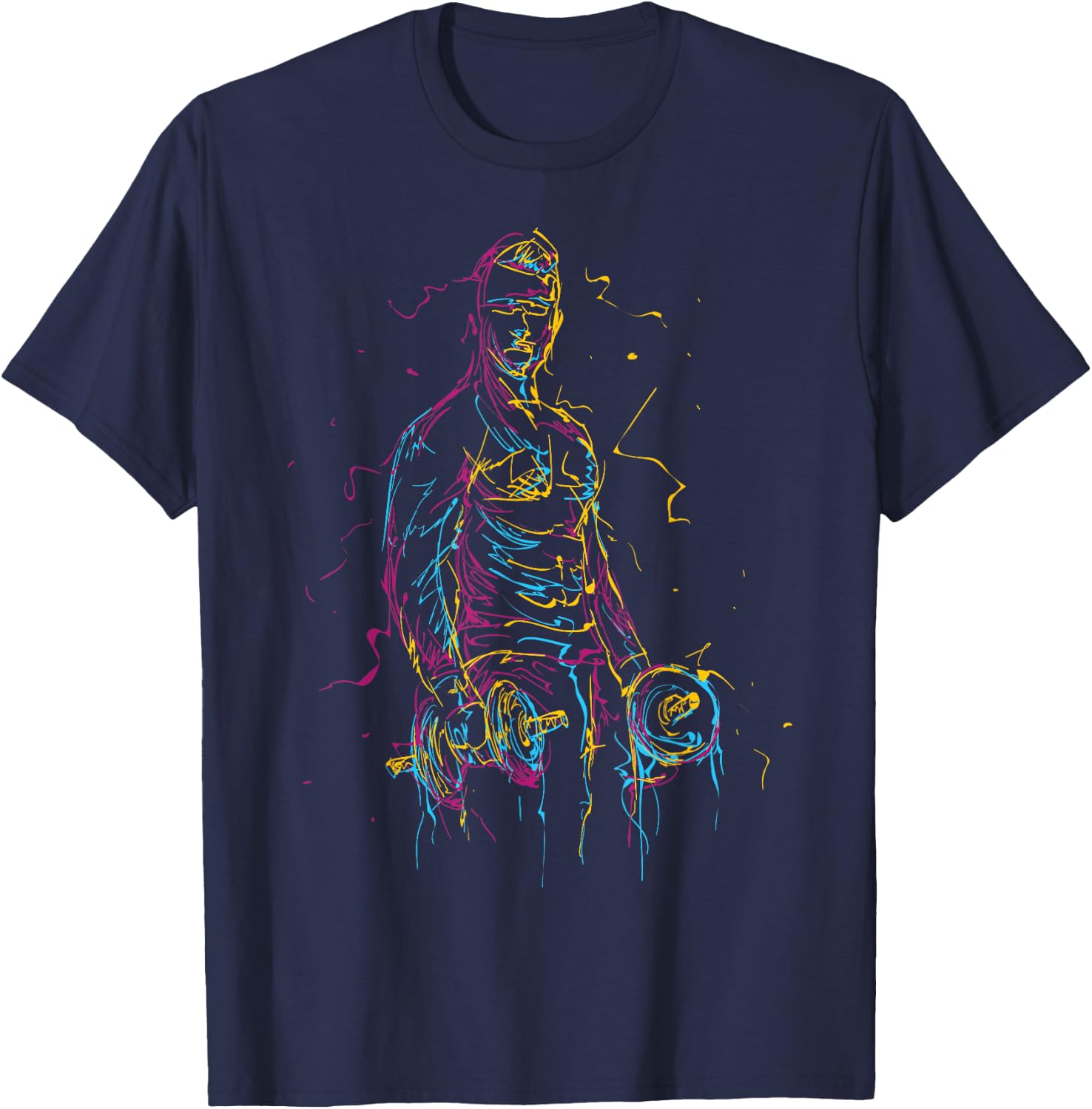colorful Strongman Bodybuilding Gym Weightlifting workout T-Shirt - T-Shirt | Navy