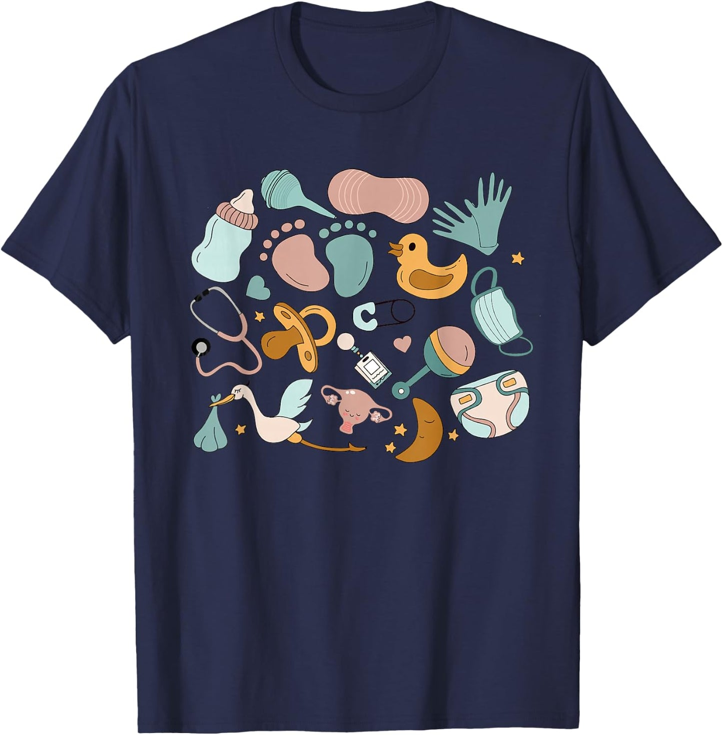 Women Retro Labor And Delivery Nurse Registered Nurse T-Shirt - T-Shirt | Navy