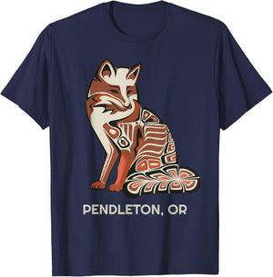 Tribal Fox Pendleton Oregon Native American Haida Style T-Shirt - T-Shirt | Navy