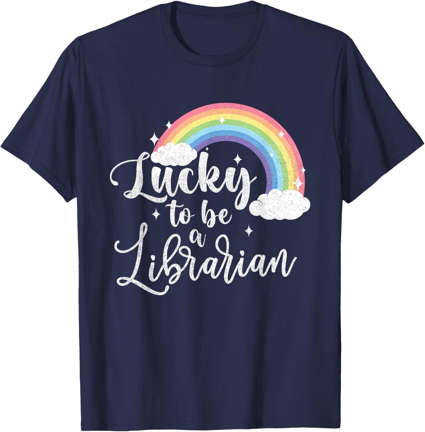 Lucky To Be A Librarian - St Patricks Day Library Assistant T-Shirt - T-Shirt | Navy