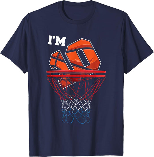 I'm 10 Years Old Basketball Net Ball Game Gift Birthday Gift T-Shirt - T-Shirt | Navy