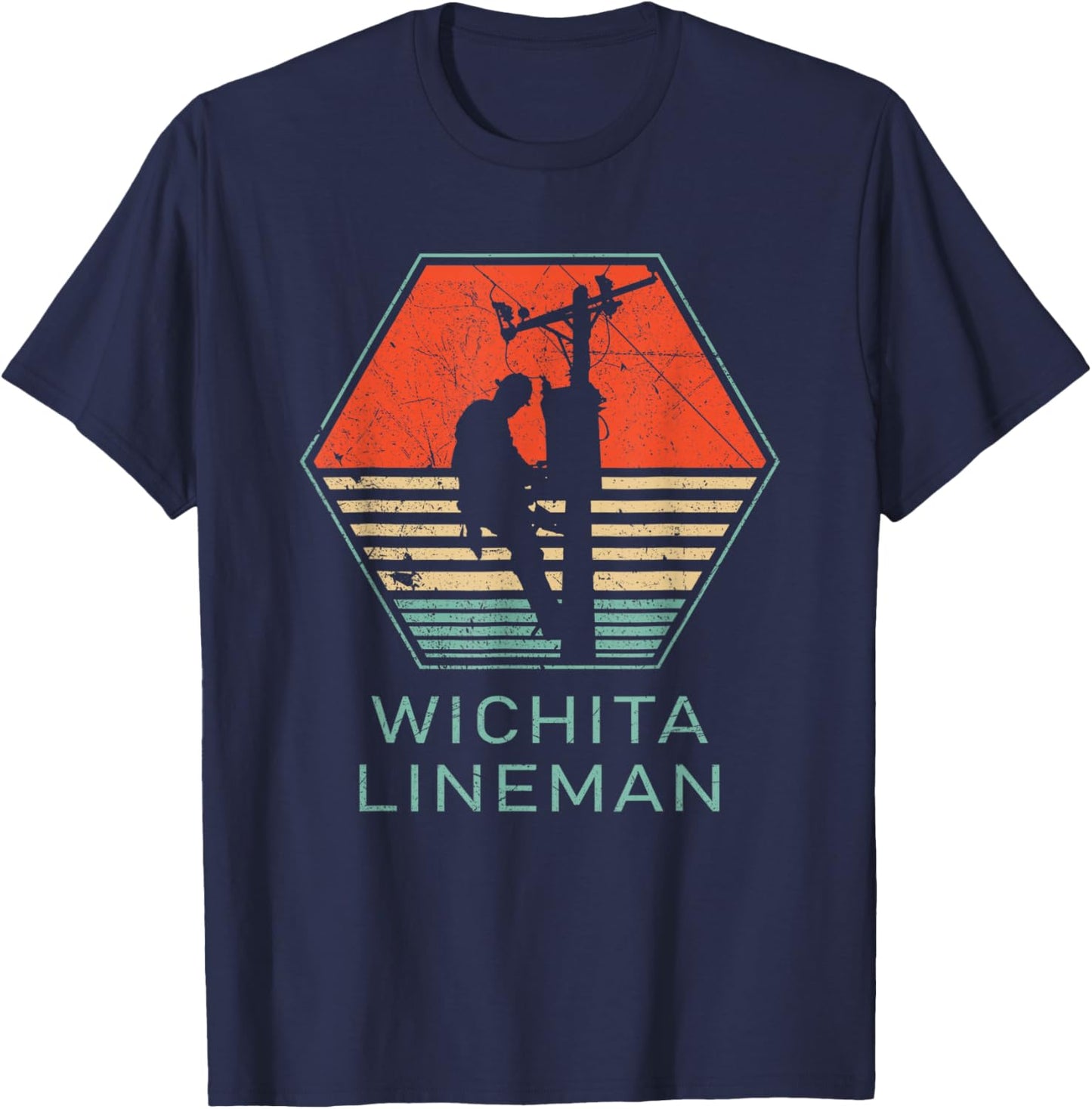 GlenStore Wichita Lineman - Black, -Adults, Small, Short Sleeve, , Classic Fit, Cotton 60% Polyester 40% T-Shirt - T-Shirt | Navy