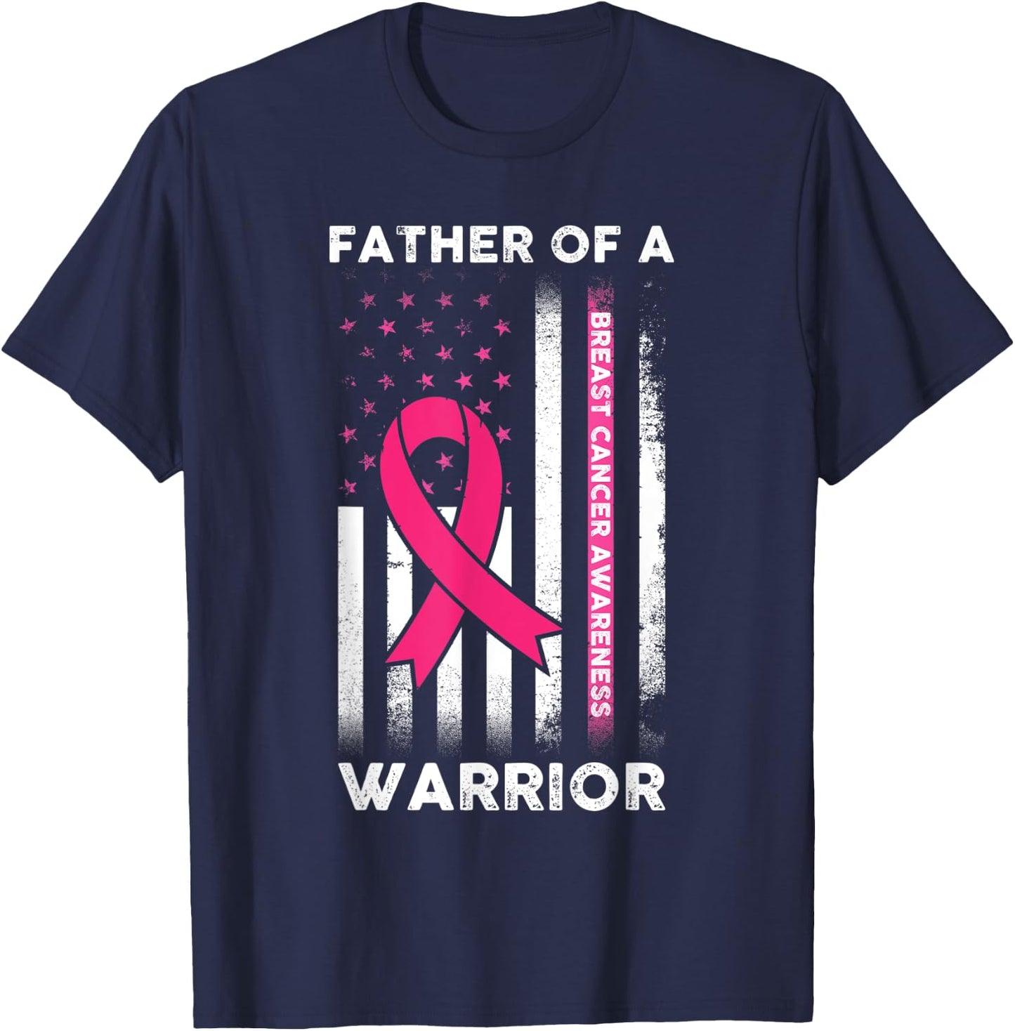 Breast Cancer Awareness - Father Of A Warrior Support Squad T-Shirt - T-Shirt | Navy