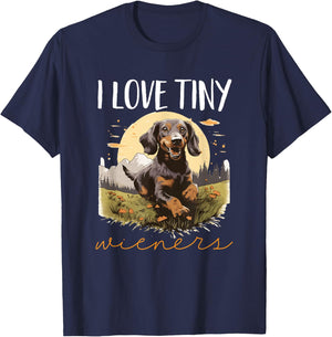 Dachshund badger wiener sausage dog I Love tiny Wieners T-Shirt - T-Shirt | Navy
