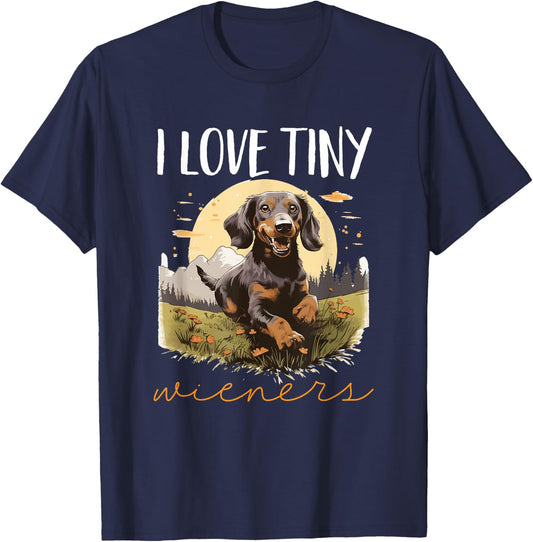 Dachshund badger wiener sausage dog I Love tiny Wieners T-Shirt - T-Shirt | Navy