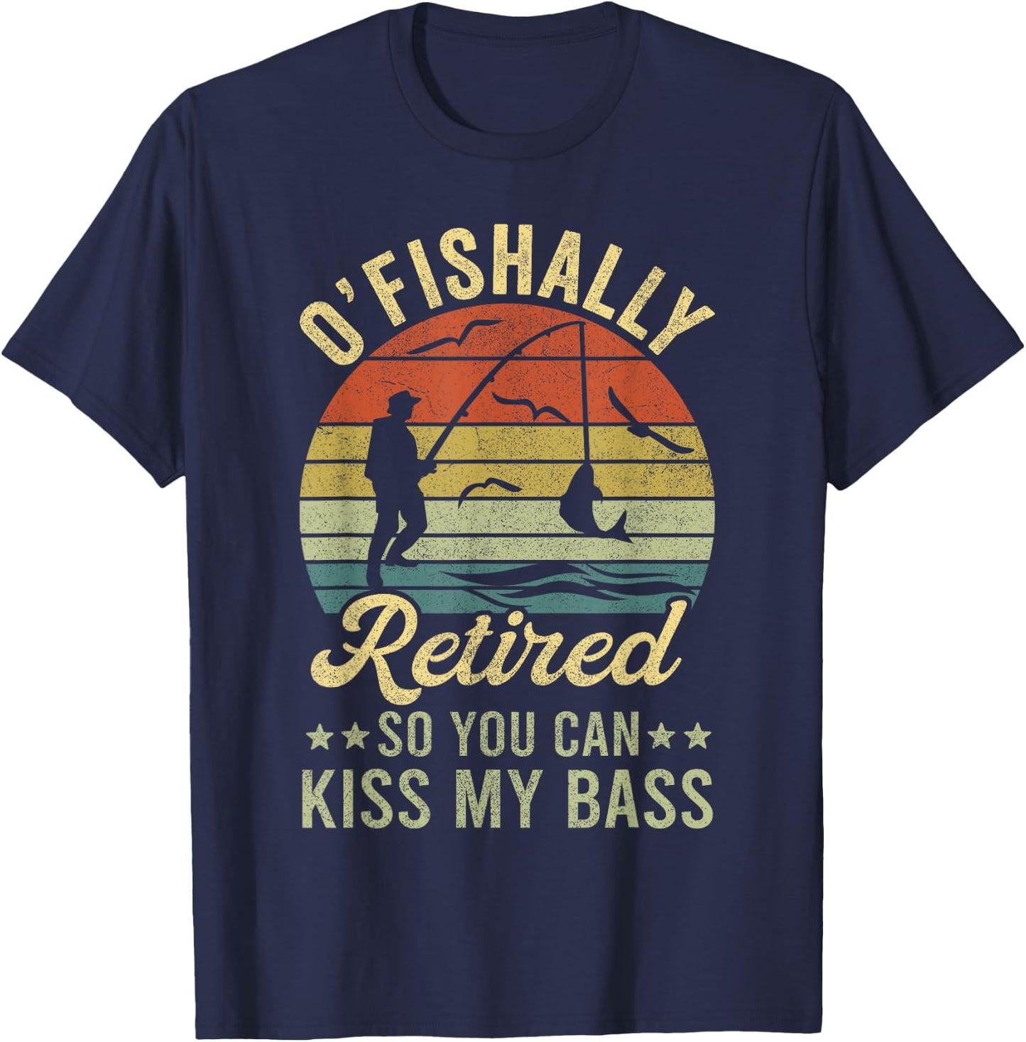 Retired , Ofishally Retired 2023 Bass Fishing T-Shirt - T-Shirt | Navy