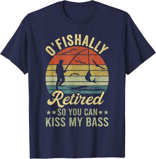 Retired , Ofishally Retired 2023 Bass Fishing T-Shirt - T-Shirt | Navy