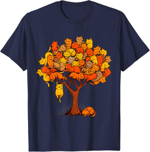 Cat Tree Funny Animal Plant Pet Lover T-Shirt - T-Shirt | Navy