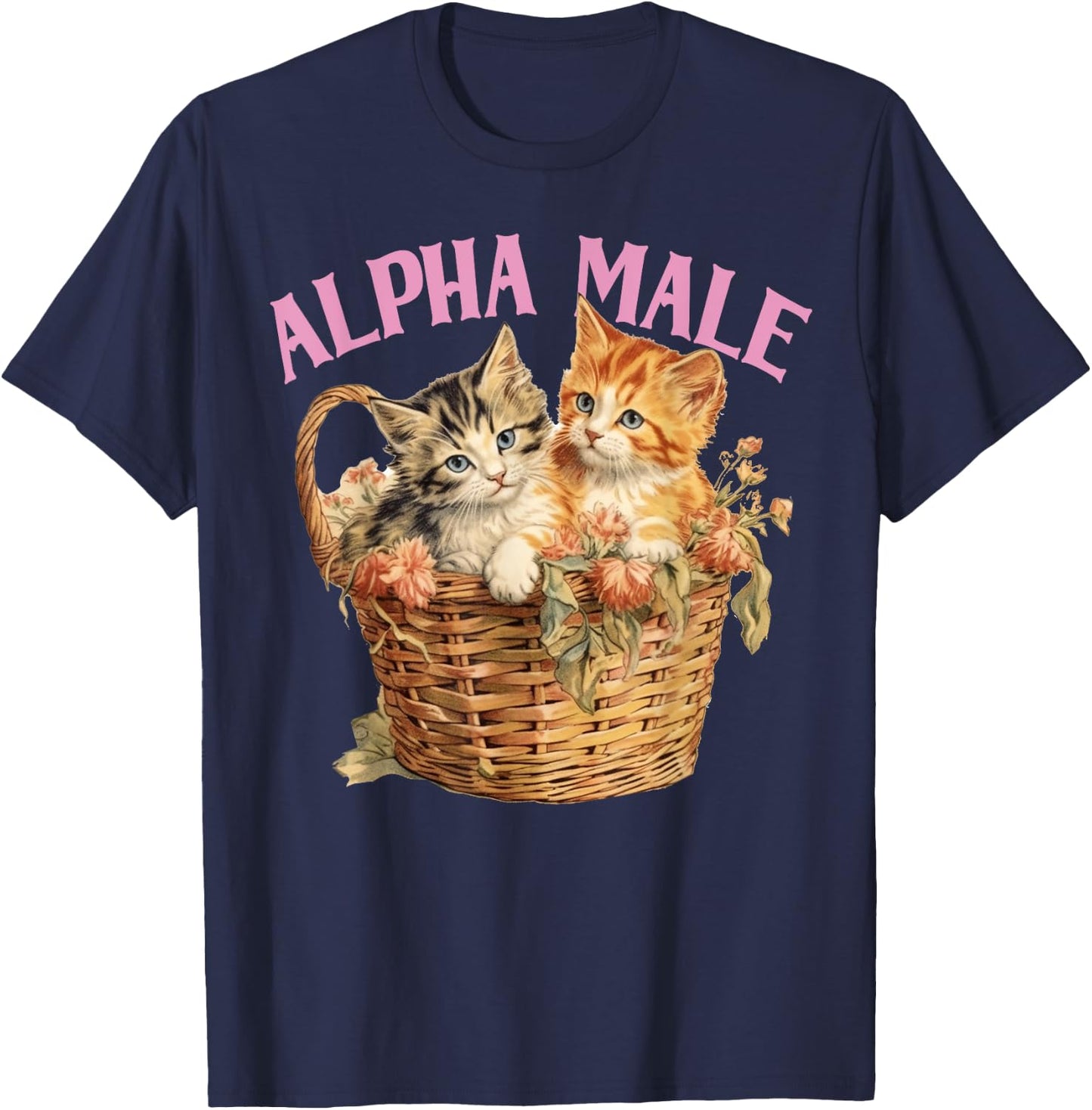 Ironic Humor Alpha Cat Male Funny Kitten Joke Weird Y2K T-Shirt - T-Shirt | Navy
