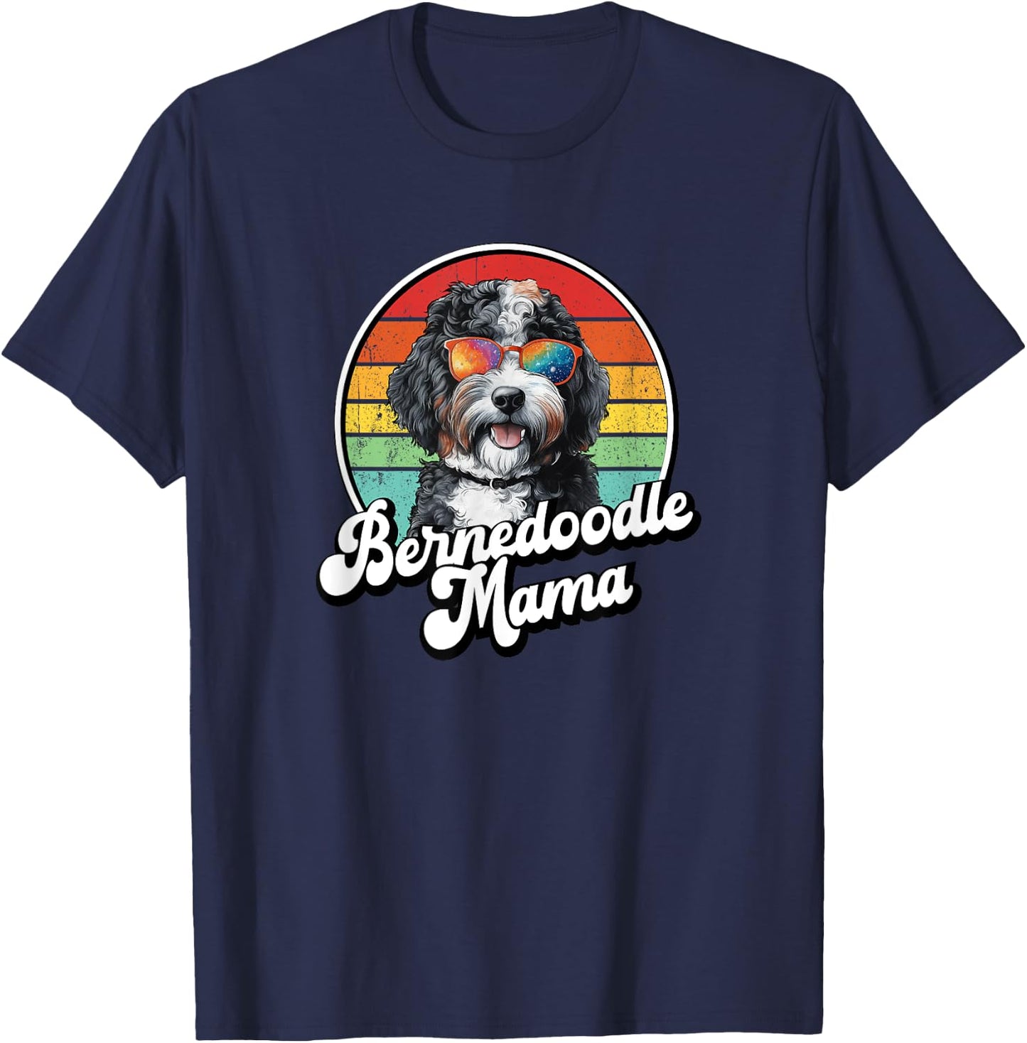 Cute Retro Vintage Mom Bernedoodle Mama Dog Lover T-Shirt - T-Shirt | Navy