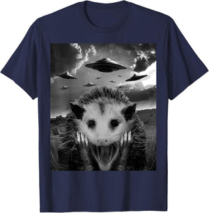 Alien Possum UFO - Funny Opossum Selfie T-Shirt - T-Shirt | Navy