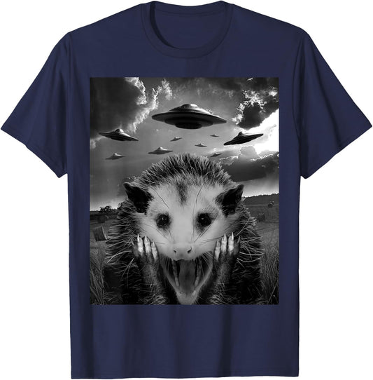 Alien Possum UFO - Funny Opossum Selfie T-Shirt - T-Shirt | Navy