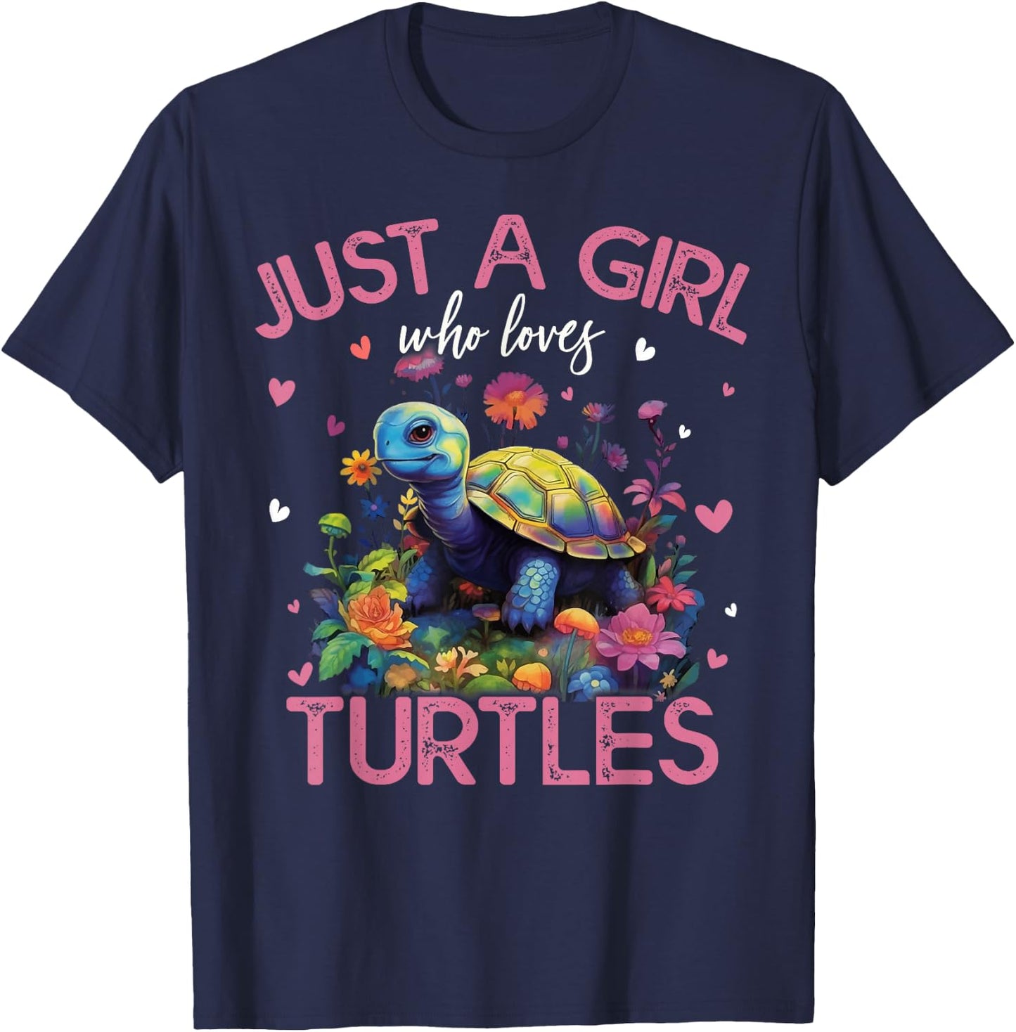 Just A Girl Who Loves Turtles Girls T-Shirt - T-Shirt | Navy