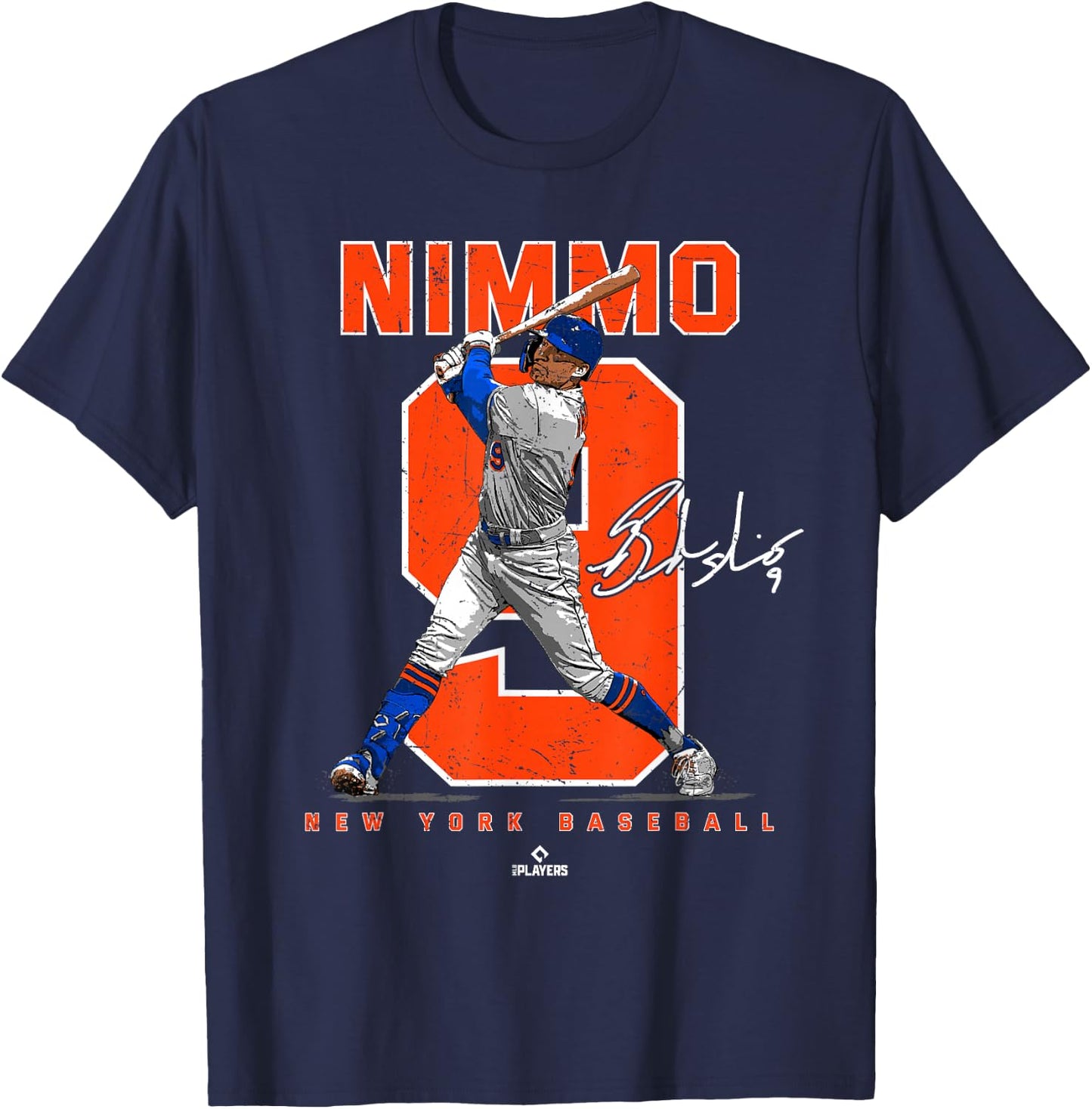 Number and Portrait Brandon Nimmo New York MLBPA T-Shirt - T-Shirt | Navy