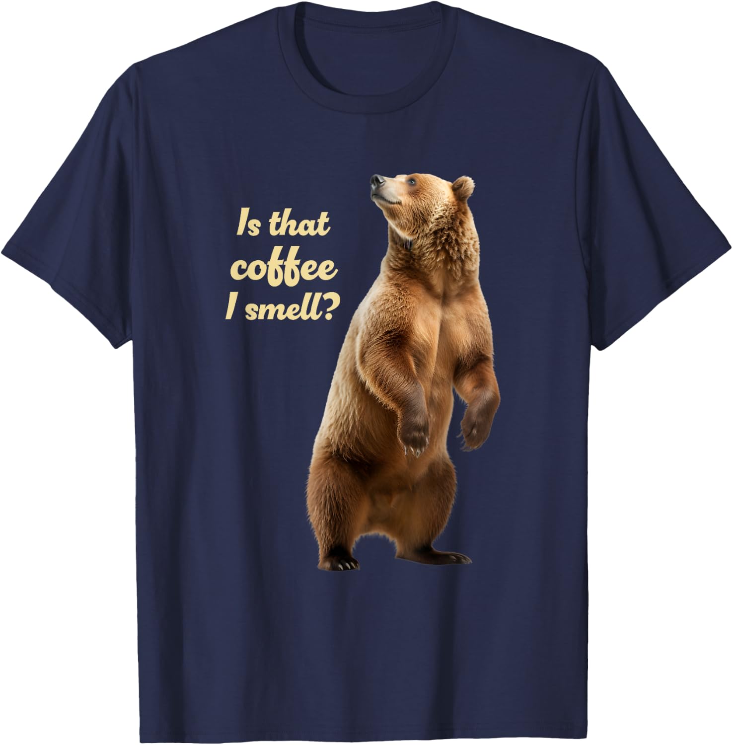 Coffee and Grizzlies Funny Bear Lover Grizzly Wildlife T-Shirt - T-Shirt | Navy