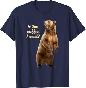 Coffee and Grizzlies Funny Bear Lover Grizzly Wildlife T-Shirt - T-Shirt | Navy