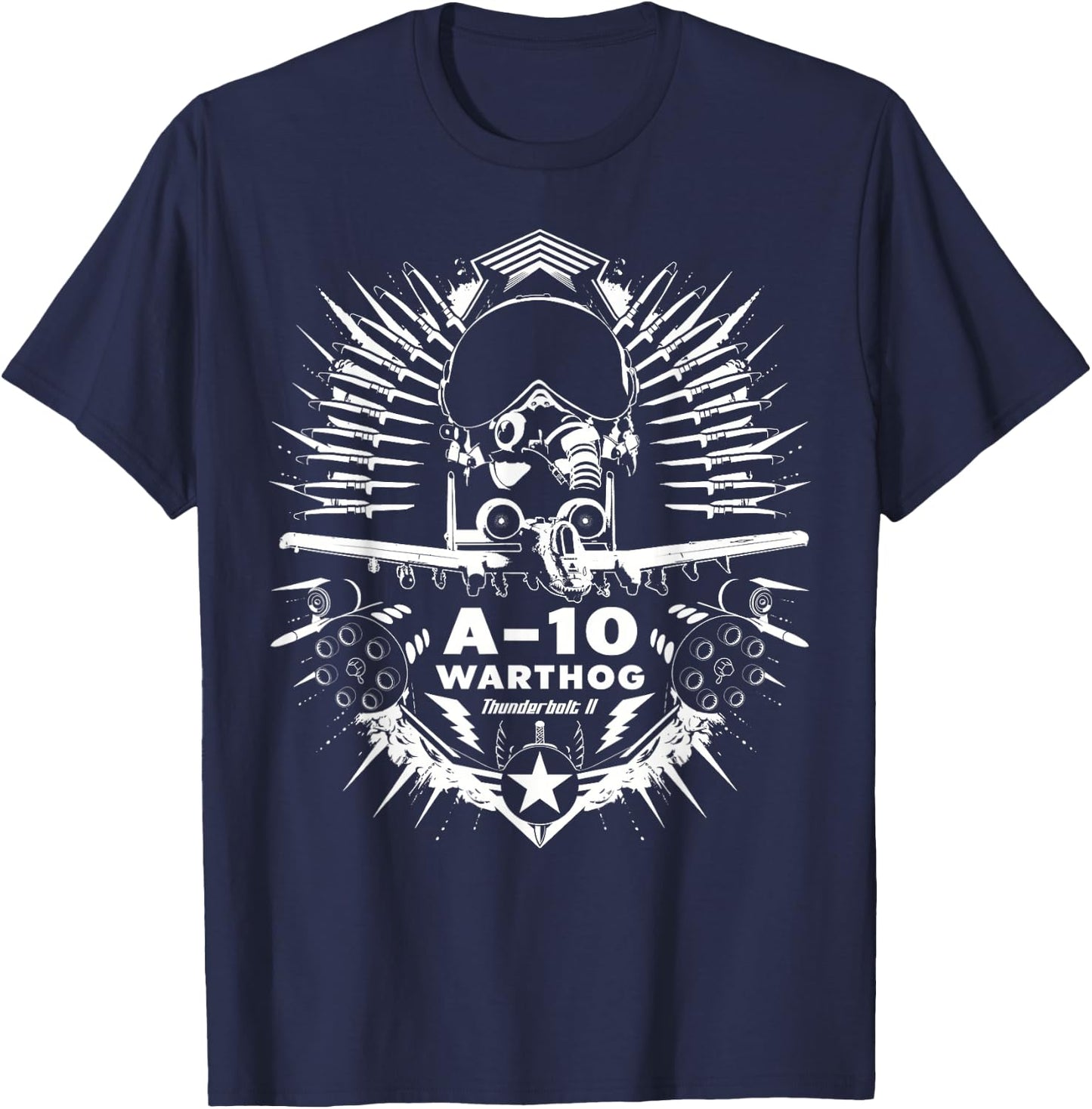 A-10 Thunderbolt II Warthog Cool Aircraft Pilot Helmet T-Shirt - T-Shirt | Navy