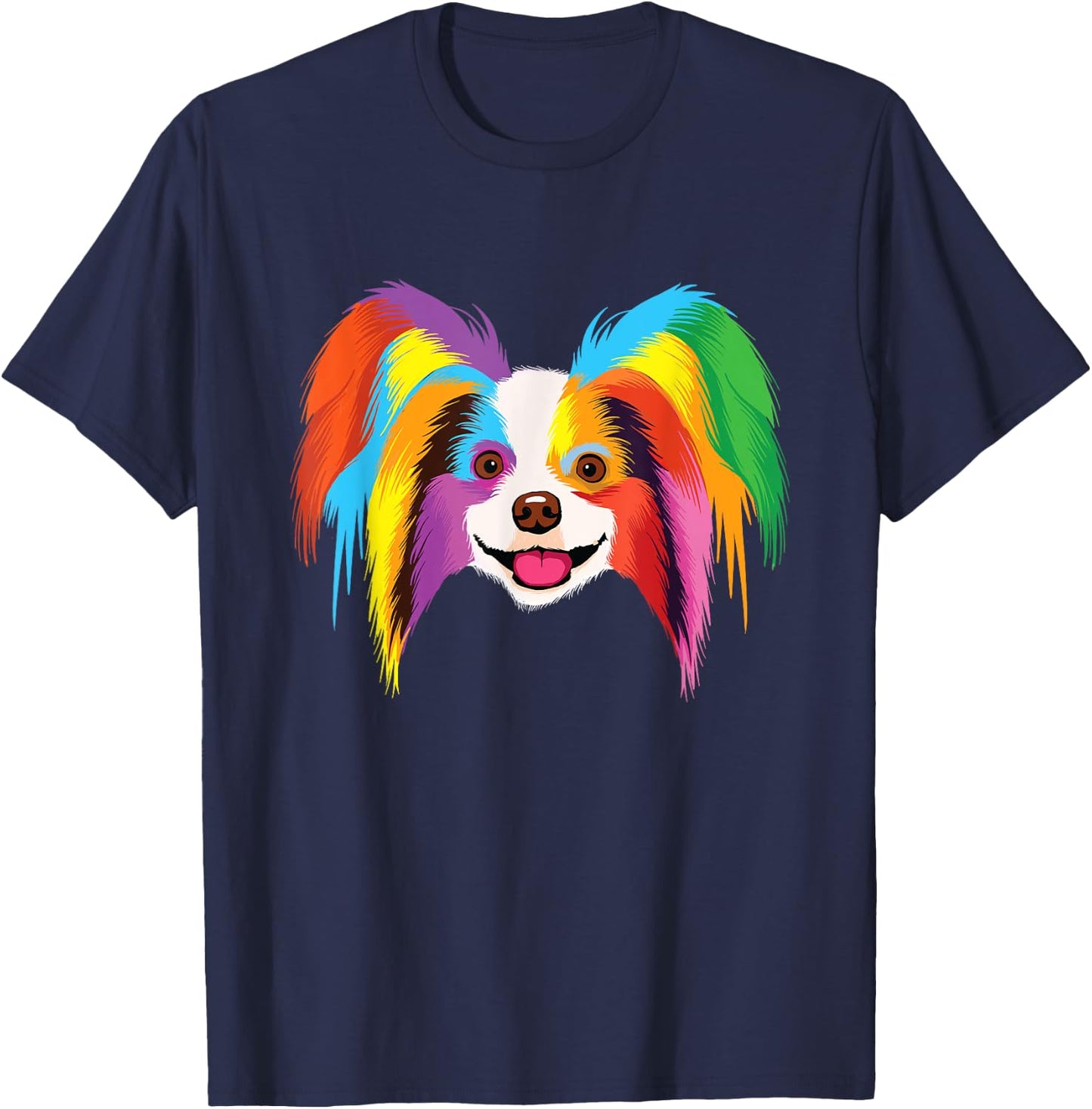 Colorful Papillon - Dog Canine Lover Pet Owner Veterinarian Women Kids T-Shirt - T-Shirt | Navy