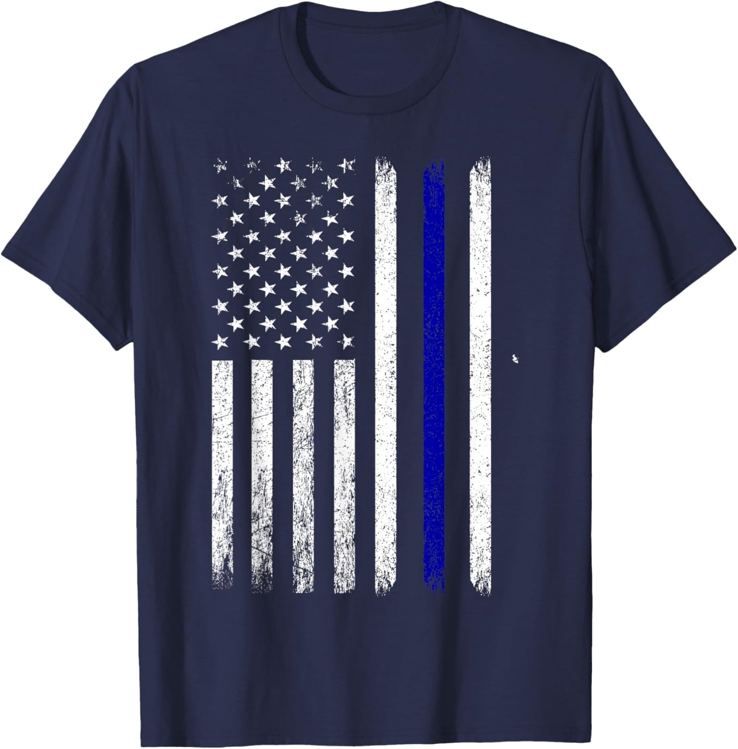 Police Thin Blue Line Flag USA American Patriotic T-Shirt - T-Shirt | Navy